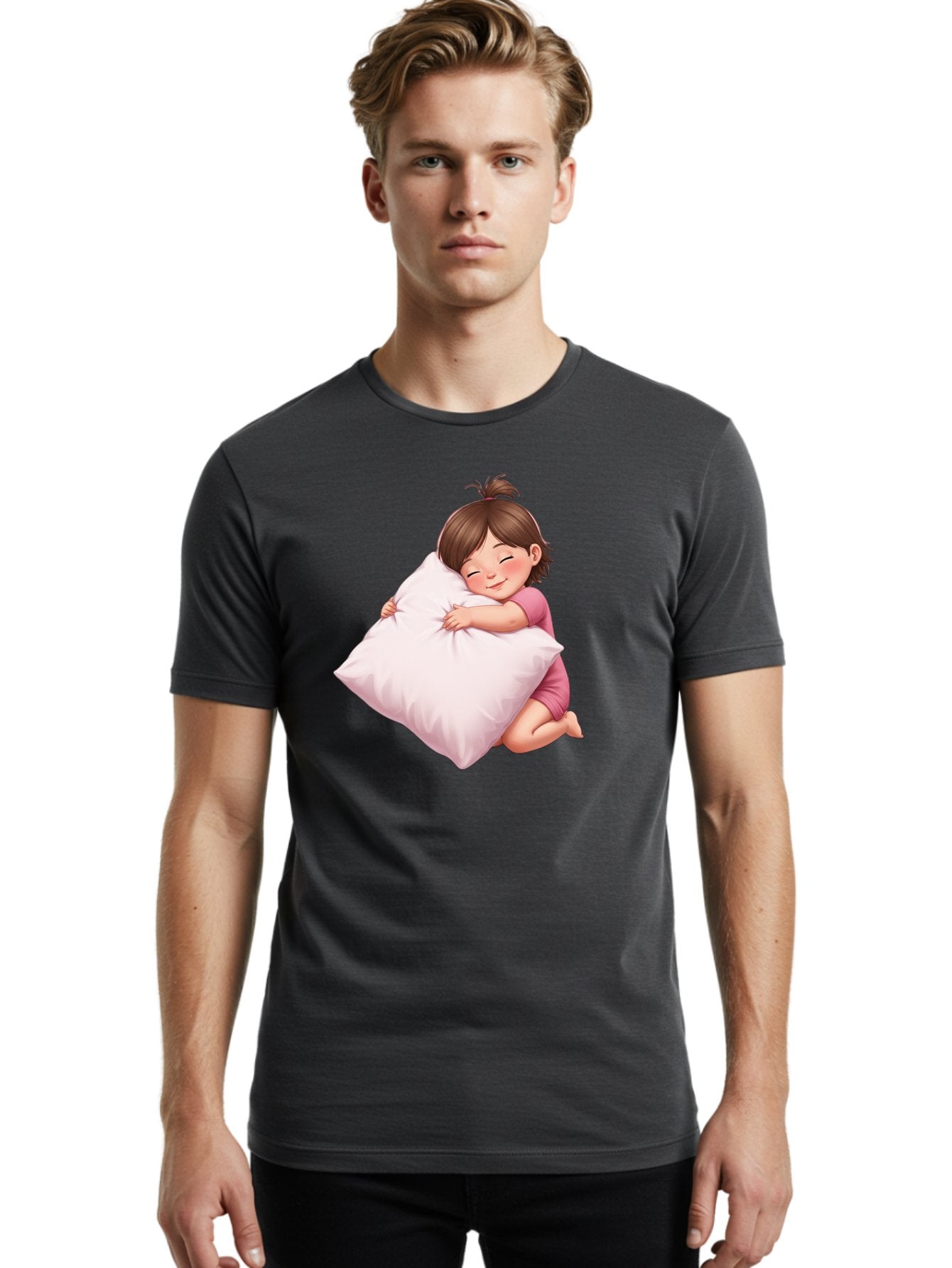 Girl-Hugging-Pillow-1 Men'S Graphic Tee, 100% Cotton, Comfortable Casual Summer Wear, Machine Washable, Vintage Camera, Old Camera, Antique Camera, Black Camera, Classic Photography, Photography Equipment, Nostalgic Device, Film Camera, Bak686 26