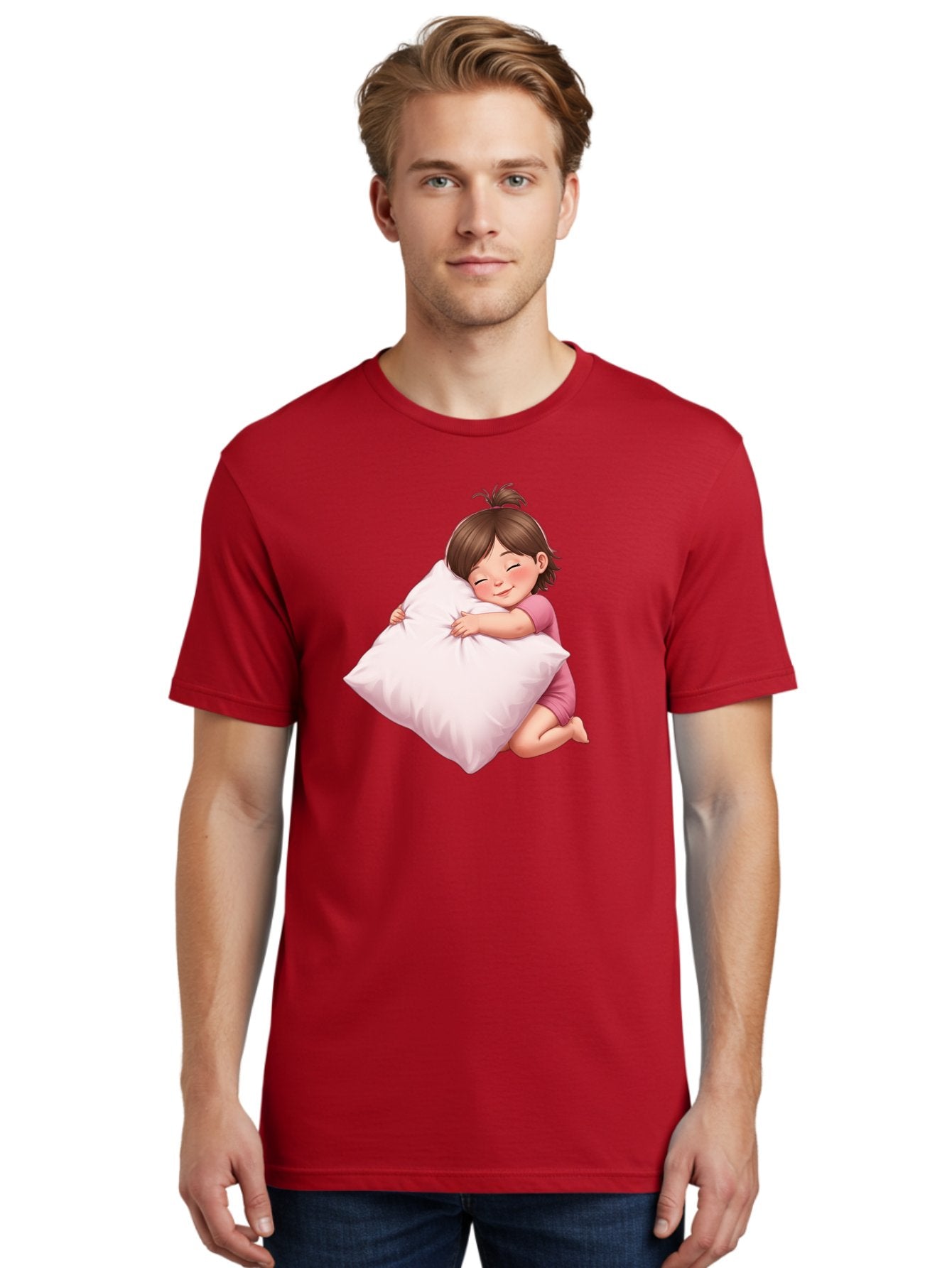 Girl-Hugging-Pillow-1 Men'S Graphic Tee, 100% Cotton, Comfortable Casual Summer Wear, Machine Washable, Vintage Camera, Old Camera, Antique Camera, Black Camera, Classic Photography, Photography Equipment, Nostalgic Device, Film Camera, Bak686 18