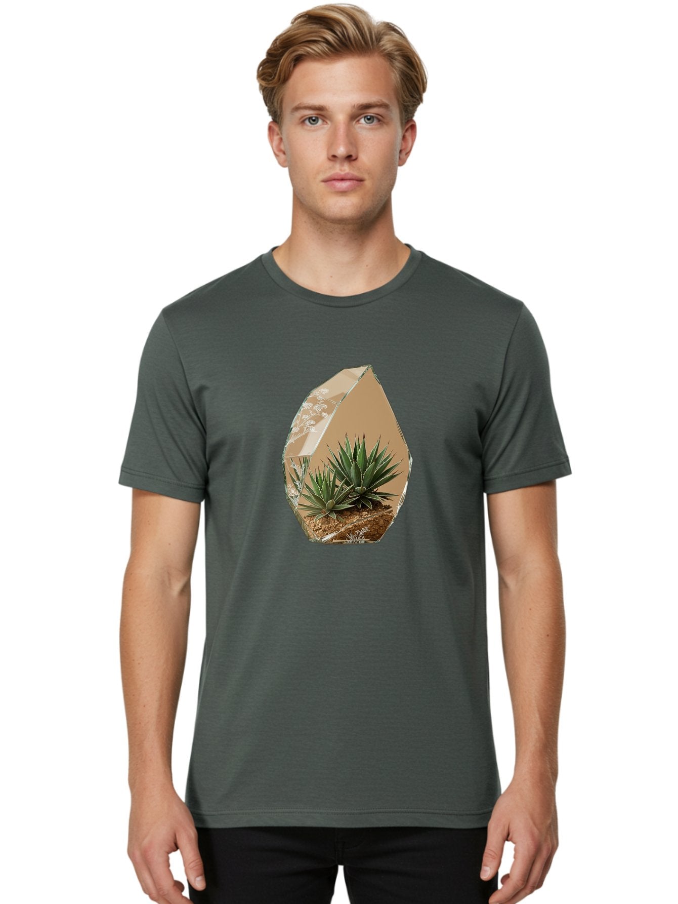 Glass-Terrarium-With-Succulents Men'S Graphic Tee, 100% Cotton, Comfortable Casual Summer Wear, Machine Washable, Vintage Camera, Old Camera, Antique Camera, Black Camera, Classic Photography, Photography Equipment, Nostalgic Device, Bak693 27