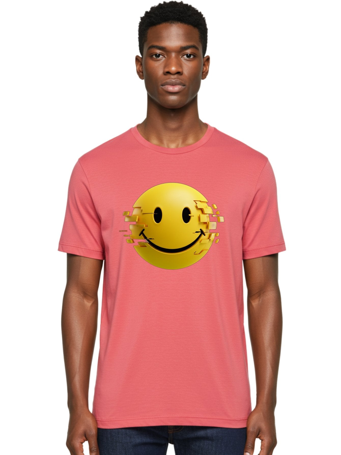 Glitch-Smiley-Face Men'S Graphic Tee, 100% Cotton, Comfortable Casual Summer Wear, Machine Washable, Vintage Camera, Old Camera, Antique Camera, Black Camera, Classic Photography, Photography Equipment, Nostalgic Device, Film Camera, Bak694 20