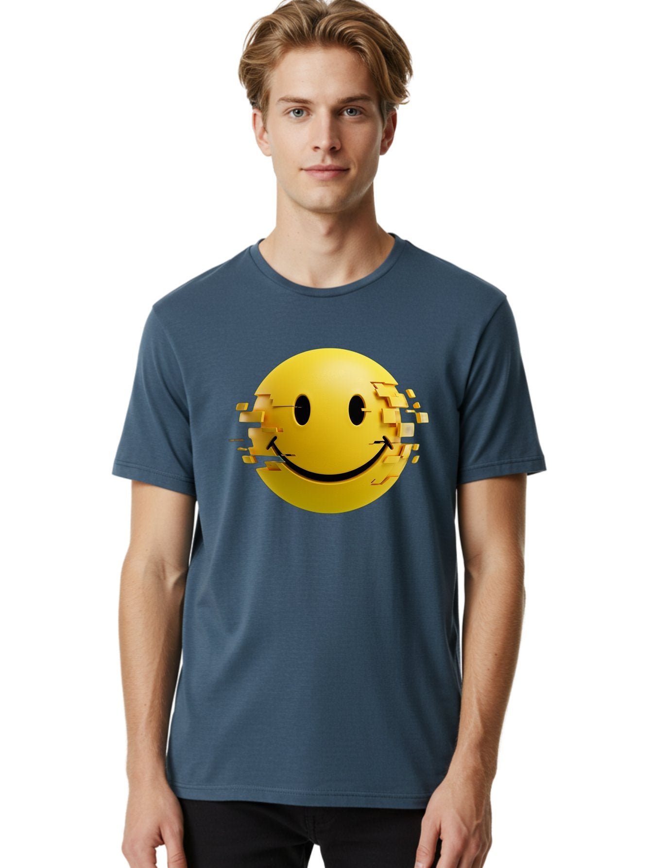Glitch-Smiley-Face Men'S Graphic Tee, 100% Cotton, Comfortable Casual Summer Wear, Machine Washable, Vintage Camera, Old Camera, Antique Camera, Black Camera, Classic Photography, Photography Equipment, Nostalgic Device, Film Camera, Bak694 27