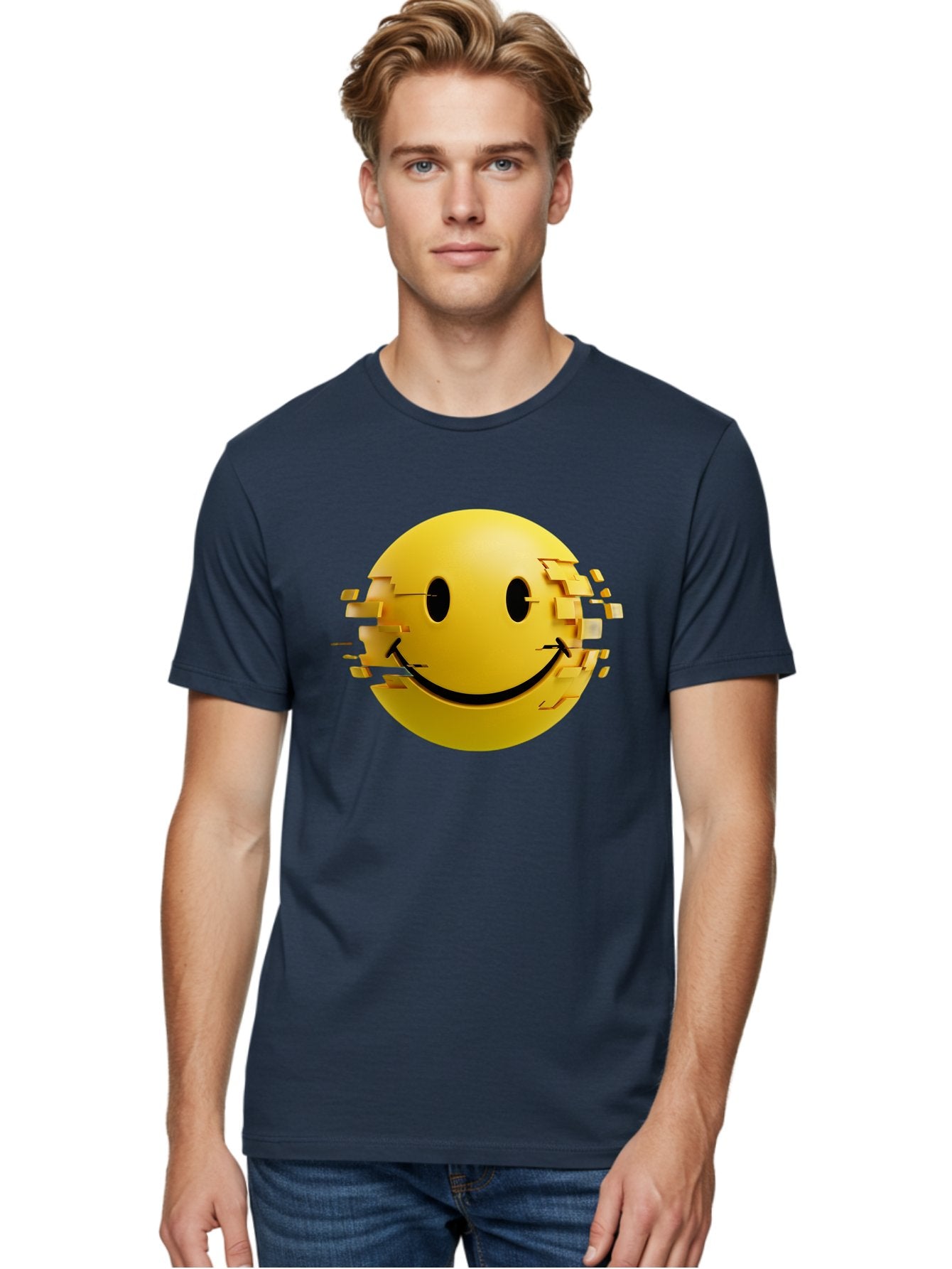 Glitch-Smiley-Face Men'S Graphic Tee, 100% Cotton, Comfortable Casual Summer Wear, Machine Washable, Vintage Camera, Old Camera, Antique Camera, Black Camera, Classic Photography, Photography Equipment, Nostalgic Device, Film Camera, Bak694 17