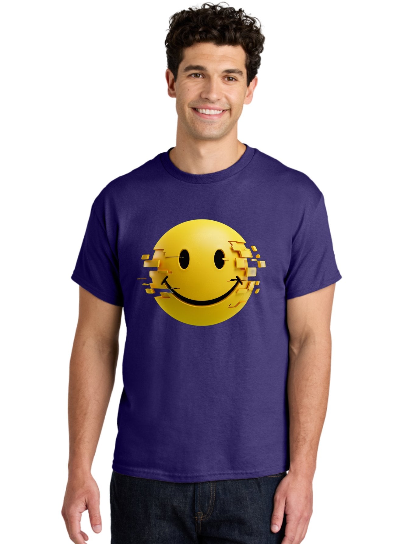 Glitch-Smiley-Face Men'S Graphic Tee, 100% Cotton, Comfortable Casual Summer Wear, Machine Washable, Vintage Camera, Old Camera, Antique Camera, Black Camera, Classic Photography, Photography Equipment, Nostalgic Device, Film Camera, Bak694 21