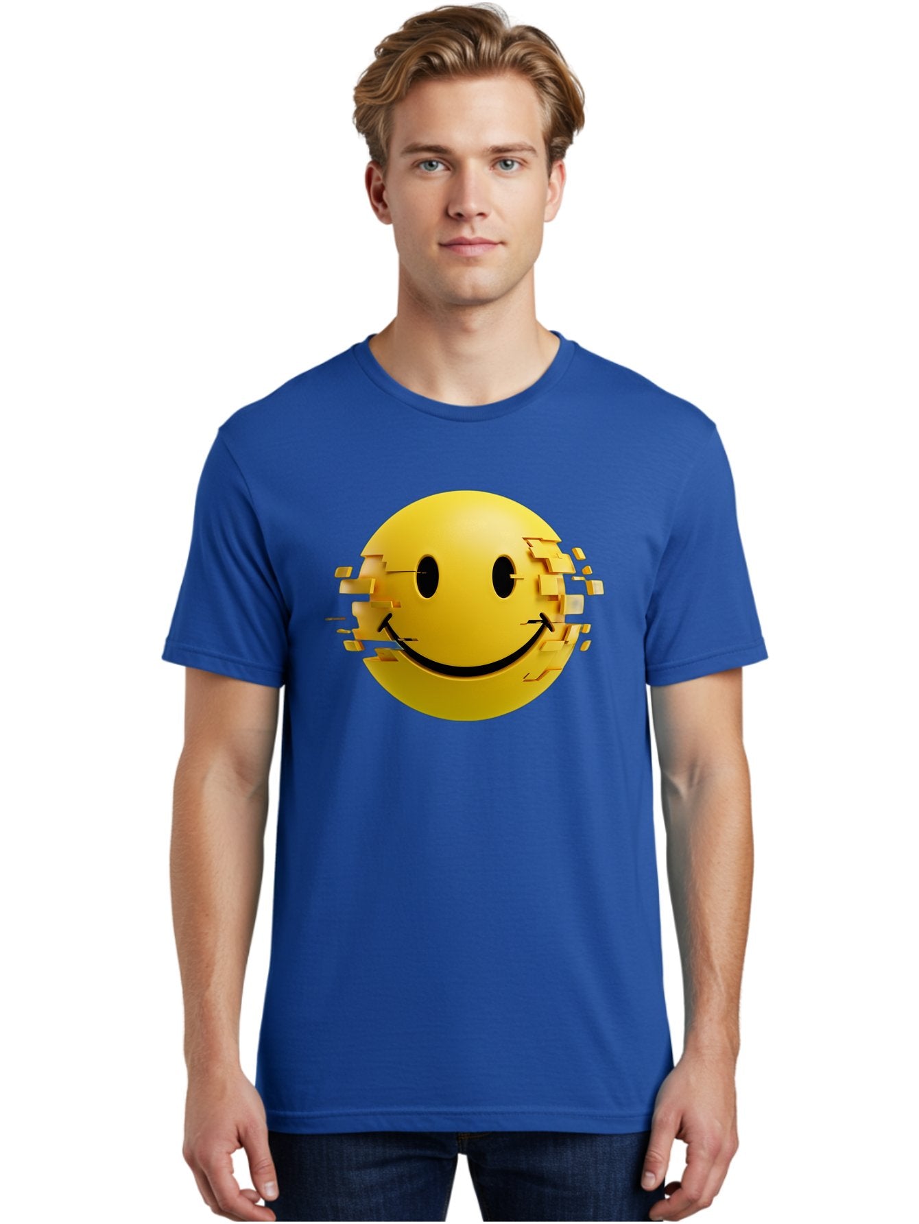 Glitch-Smiley-Face Men'S Graphic Tee, 100% Cotton, Comfortable Casual Summer Wear, Machine Washable, Vintage Camera, Old Camera, Antique Camera, Black Camera, Classic Photography, Photography Equipment, Nostalgic Device, Film Camera, Bak694 19