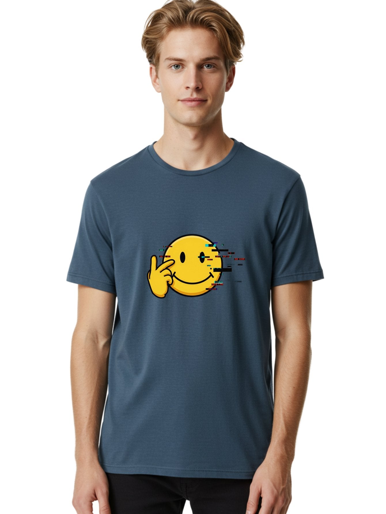 Glitch-Smiley Men'S Graphic Tee, 100% Cotton, Comfortable Casual Summer Wear, Machine Washable, Vintage Camera, Old Camera, Antique Camera, Black Camera, Classic Photography, Photography Equipment, Nostalgic Device, Film Camera, Camera Art Bak695 19