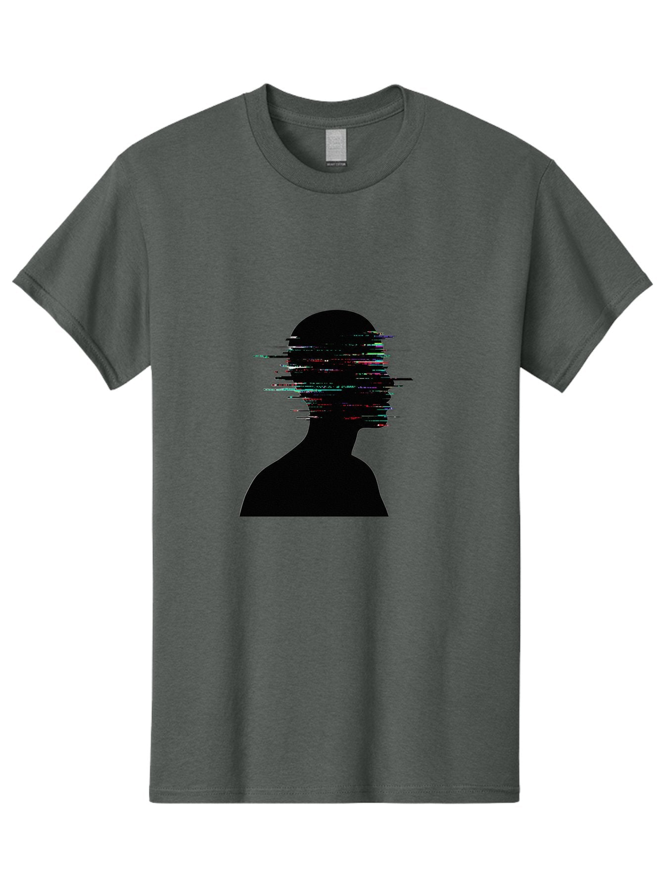 Glitching-Human-Silhouette Men'S Graphic Tee, 100% Cotton, Comfortable Casual Summer Wear, Machine Washable, Vintage Camera, Old Camera, Antique Camera, Black Camera, Classic Photography, Photography Equipment, Nostalgic Device, Film Camera, Bak696 7