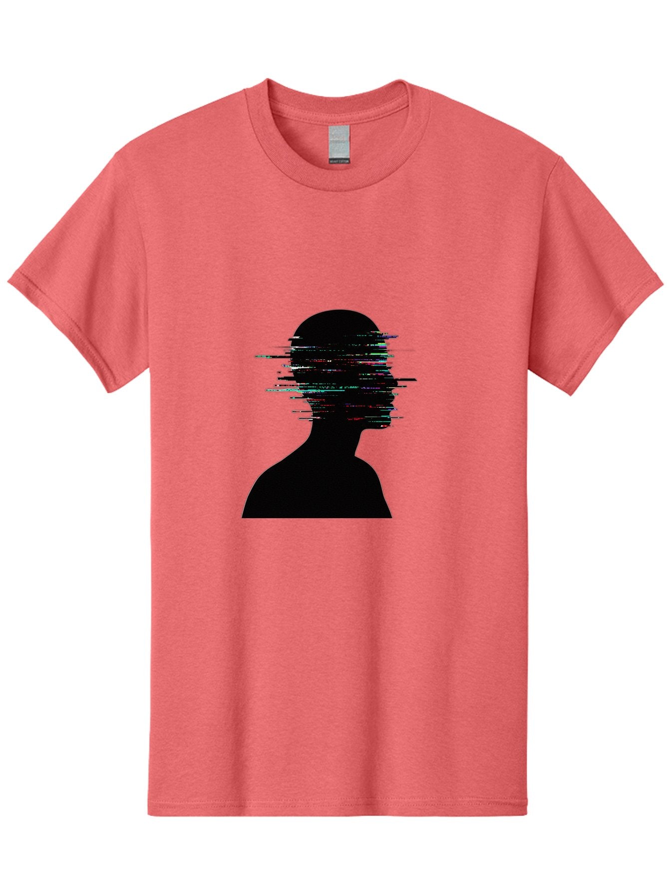 Glitching-Human-Silhouette Men'S Graphic Tee, 100% Cotton, Comfortable Casual Summer Wear, Machine Washable, Vintage Camera, Old Camera, Antique Camera, Black Camera, Classic Photography, Photography Equipment, Nostalgic Device, Film Camera, Bak696 4