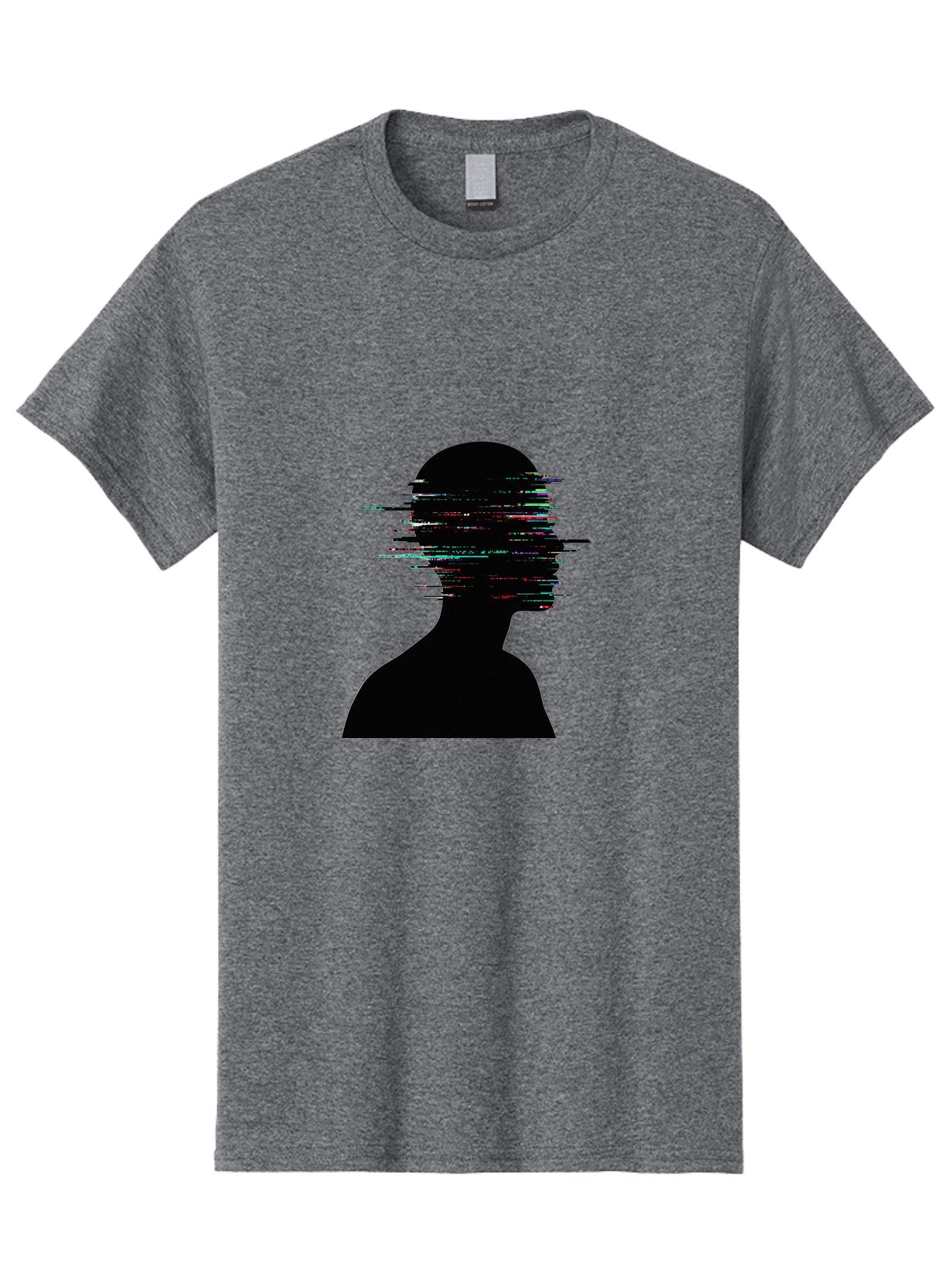 Glitching-Human-Silhouette Men'S Graphic Tee, 100% Cotton, Comfortable Casual Summer Wear, Machine Washable, Vintage Camera, Old Camera, Antique Camera, Black Camera, Classic Photography, Photography Equipment, Nostalgic Device, Film Camera, Bak696