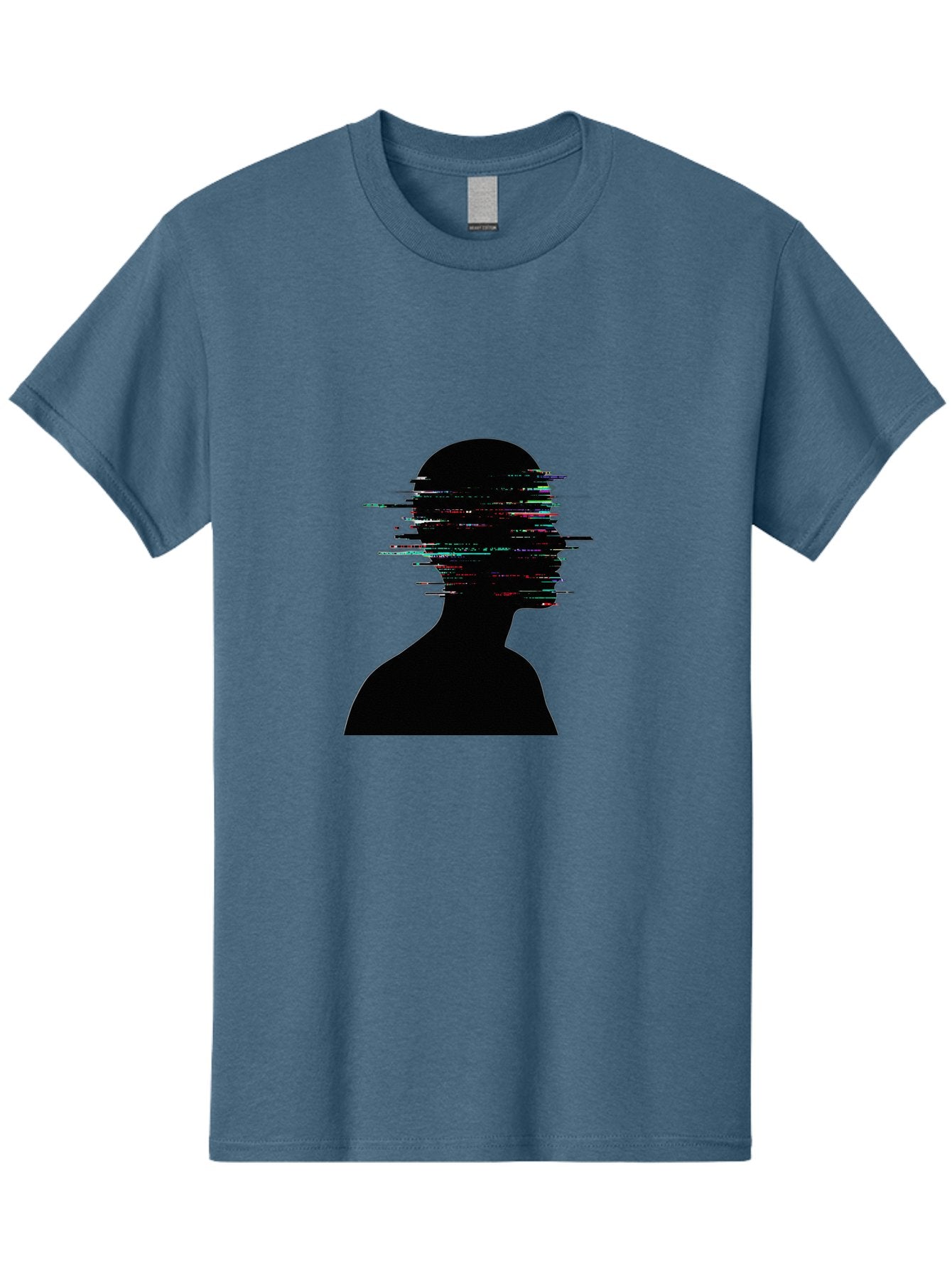 Glitching-Human-Silhouette Men'S Graphic Tee, 100% Cotton, Comfortable Casual Summer Wear, Machine Washable, Vintage Camera, Old Camera, Antique Camera, Black Camera, Classic Photography, Photography Equipment, Nostalgic Device, Film Camera, Bak696 5