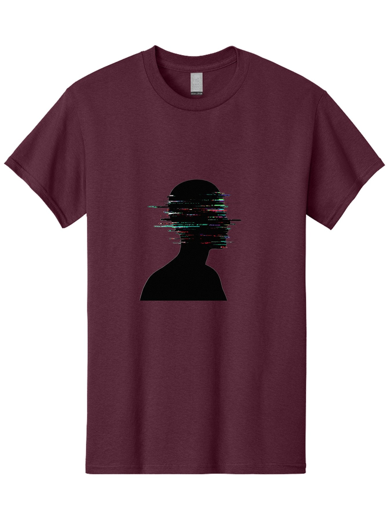 Glitching-Human-Silhouette Men'S Graphic Tee, 100% Cotton, Comfortable Casual Summer Wear, Machine Washable, Vintage Camera, Old Camera, Antique Camera, Black Camera, Classic Photography, Photography Equipment, Nostalgic Device, Film Camera, Bak696 14