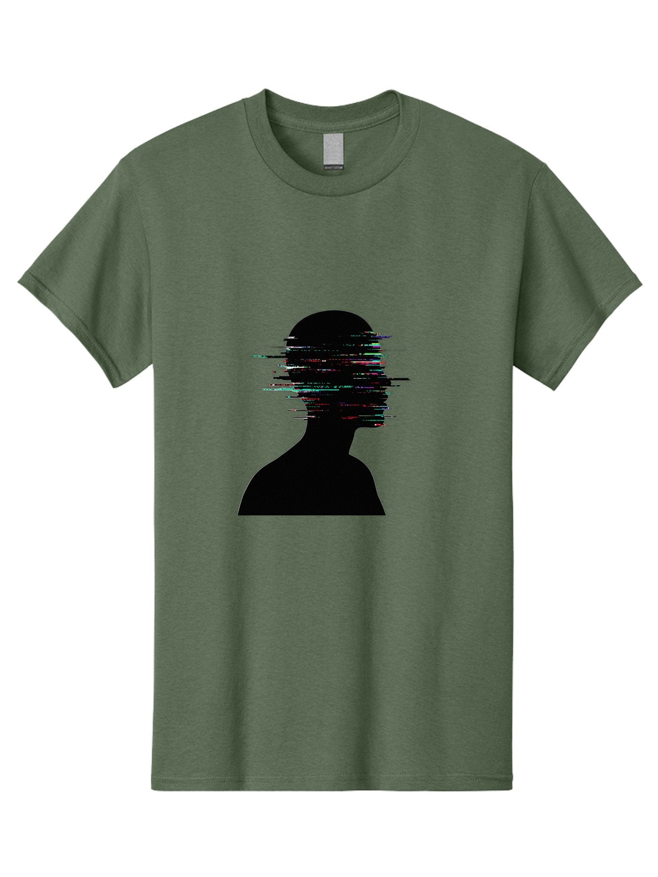 Glitching-Human-Silhouette Men'S Graphic Tee, 100% Cotton, Comfortable Casual Summer Wear, Machine Washable, Vintage Camera, Old Camera, Antique Camera, Black Camera, Classic Photography, Photography Equipment, Nostalgic Device, Film Camera, Bak696 12