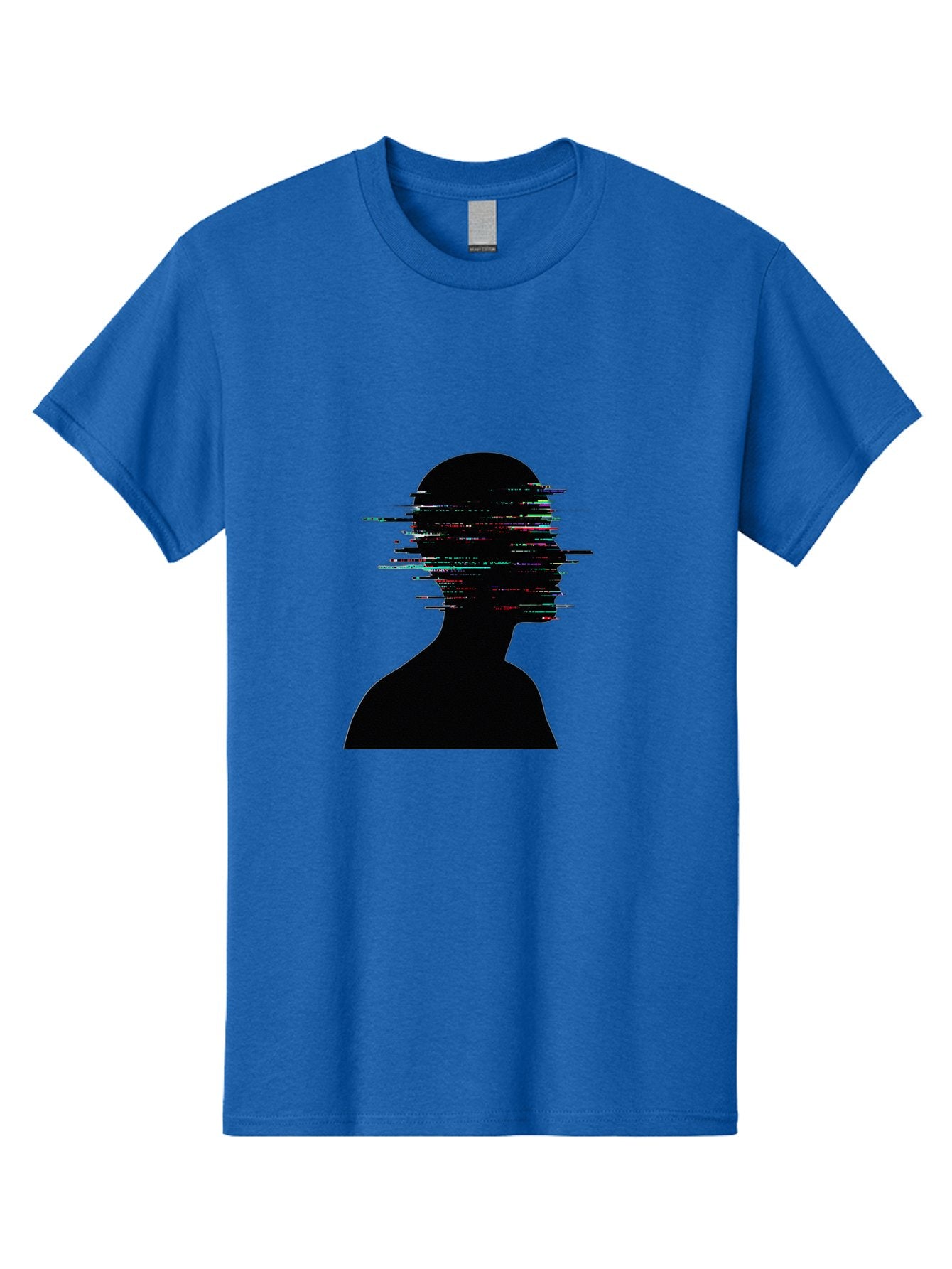 Glitching-Human-Silhouette Men'S Graphic Tee, 100% Cotton, Comfortable Casual Summer Wear, Machine Washable, Vintage Camera, Old Camera, Antique Camera, Black Camera, Classic Photography, Photography Equipment, Nostalgic Device, Film Camera, Bak696 8