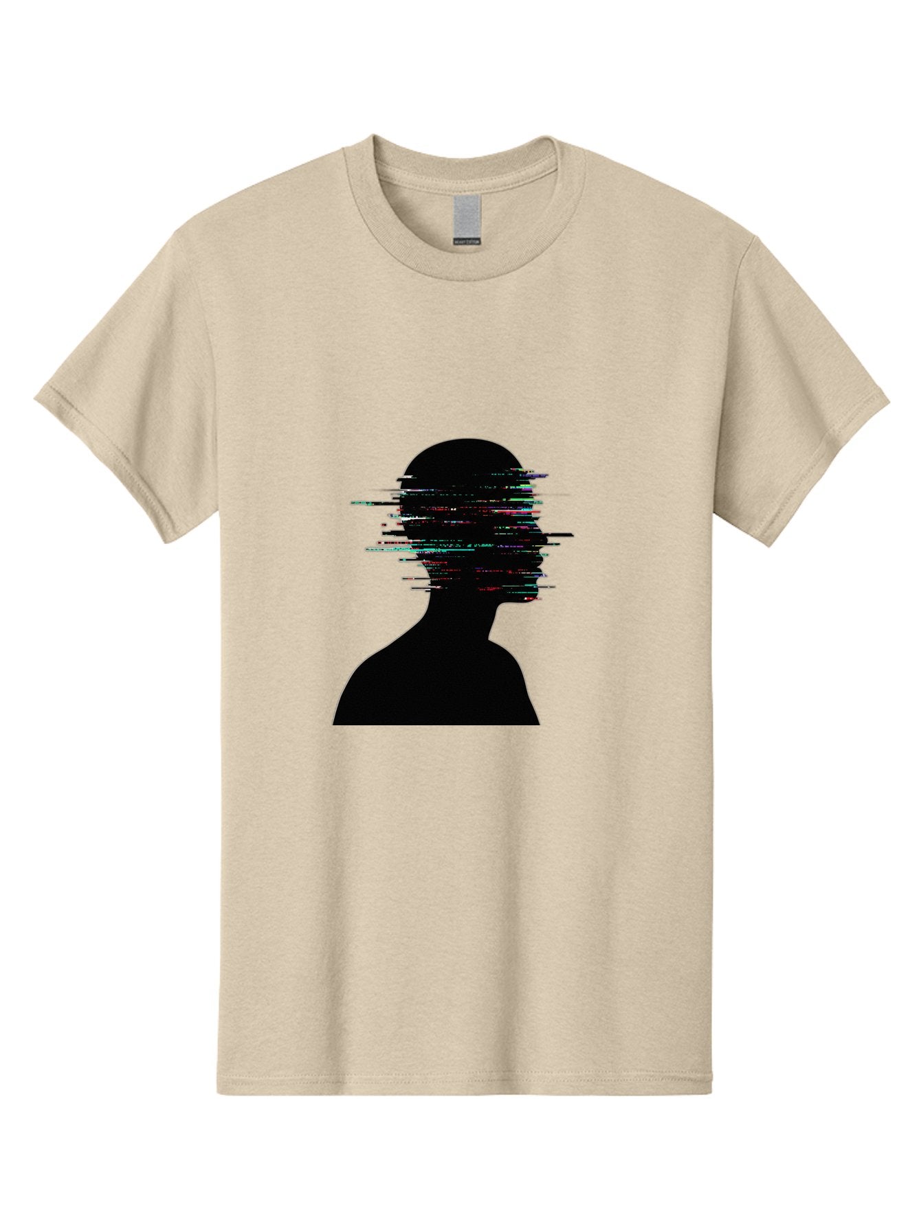 Glitching-Human-Silhouette Men'S Graphic Tee, 100% Cotton, Comfortable Casual Summer Wear, Machine Washable, Vintage Camera, Old Camera, Antique Camera, Black Camera, Classic Photography, Photography Equipment, Nostalgic Device, Film Camera, Bak696 3