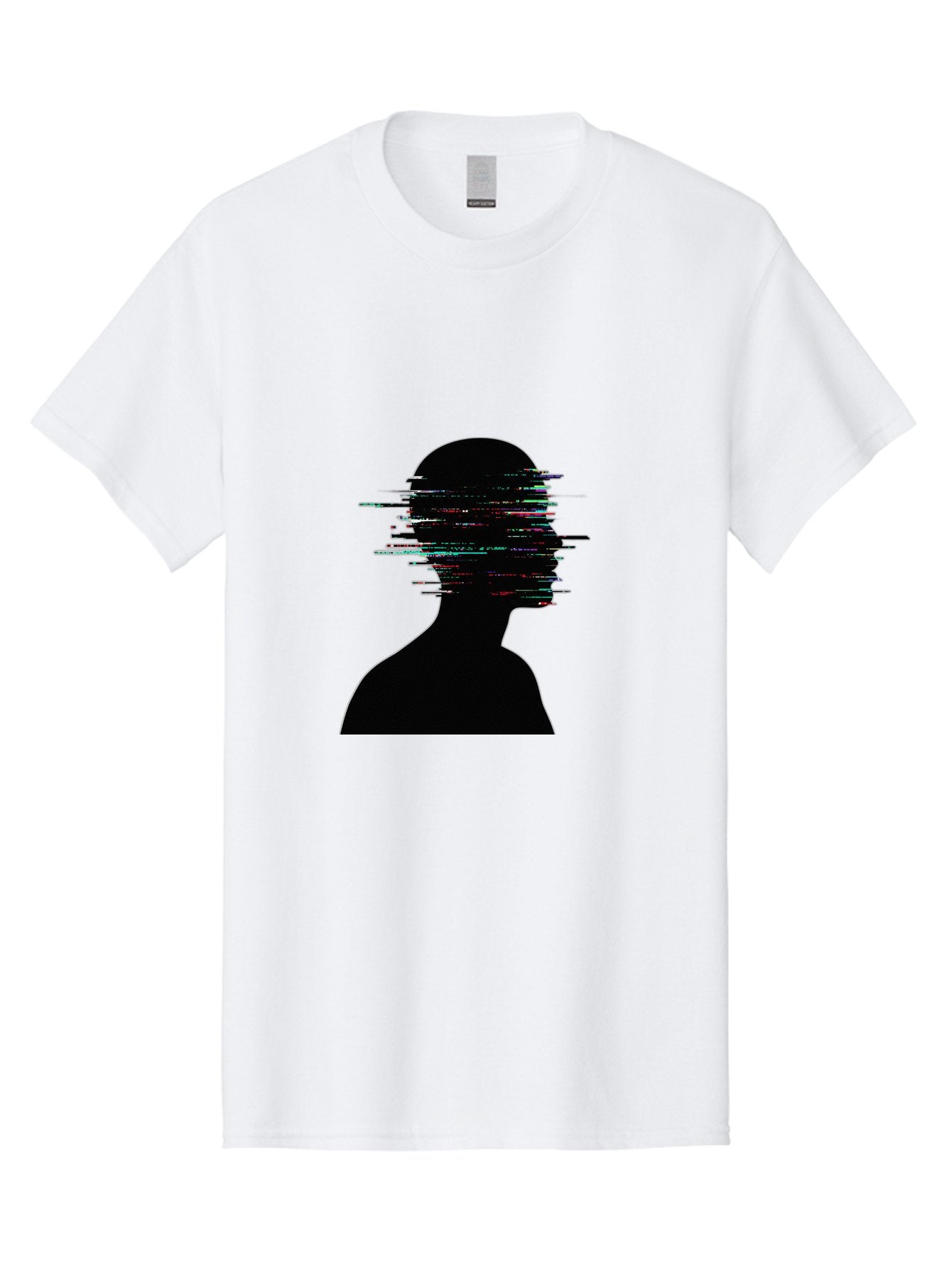 Glitching-Human-Silhouette Men'S Graphic Tee, 100% Cotton, Comfortable Casual Summer Wear, Machine Washable, Vintage Camera, Old Camera, Antique Camera, Black Camera, Classic Photography, Photography Equipment, Nostalgic Device, Film Camera, Bak696 9