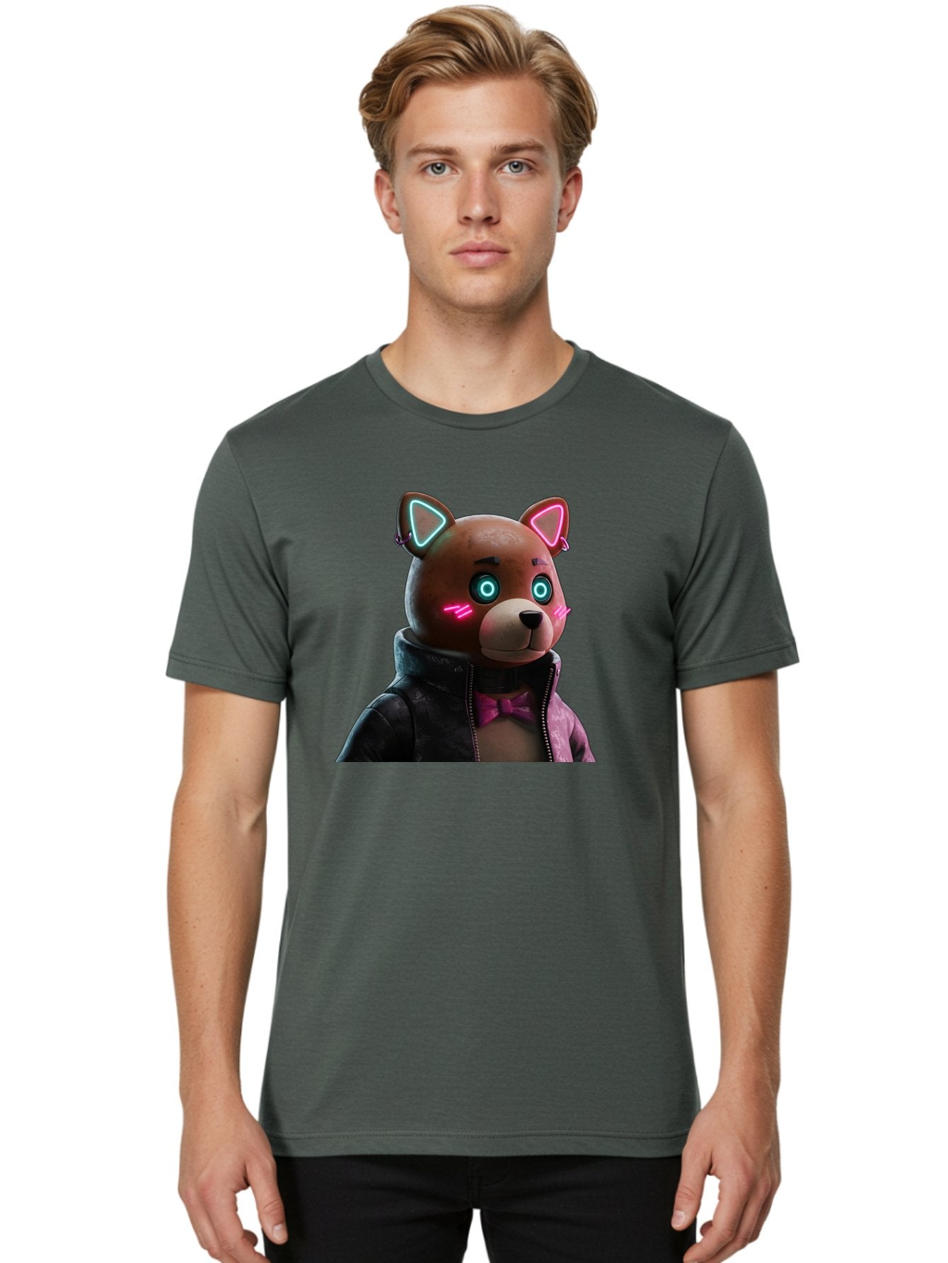 Glowing-Eyes-Bear Men'S Graphic Tee, 100% Cotton, Comfortable Casual Summer Wear, Machine Washable, Vintage Camera, Old Camera, Antique Camera, Black Camera, Classic Photography, Photography Equipment, Nostalgic Device, Film Camera, Camera Art Bak701 24