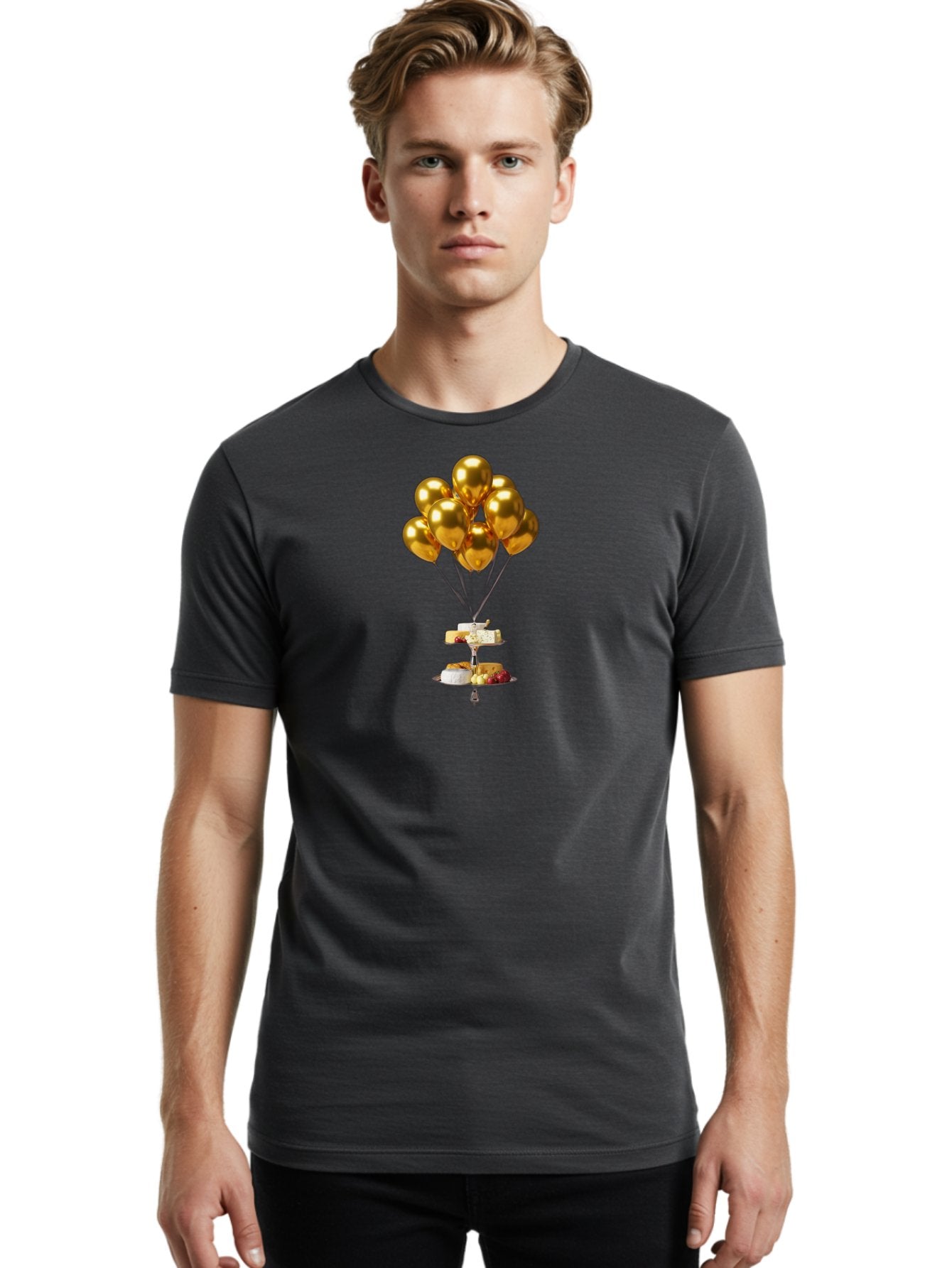 Gold-Balloons-Cake-Stand-Dessert Men'S Graphic Tee, 100% Cotton, Comfortable Casual Summer Wear, Machine Washable, Vintage Camera, Old Camera, Antique Camera, Black Camera, Classic Photography, Photography Equipment, Nostalgic Device, Bak705 29