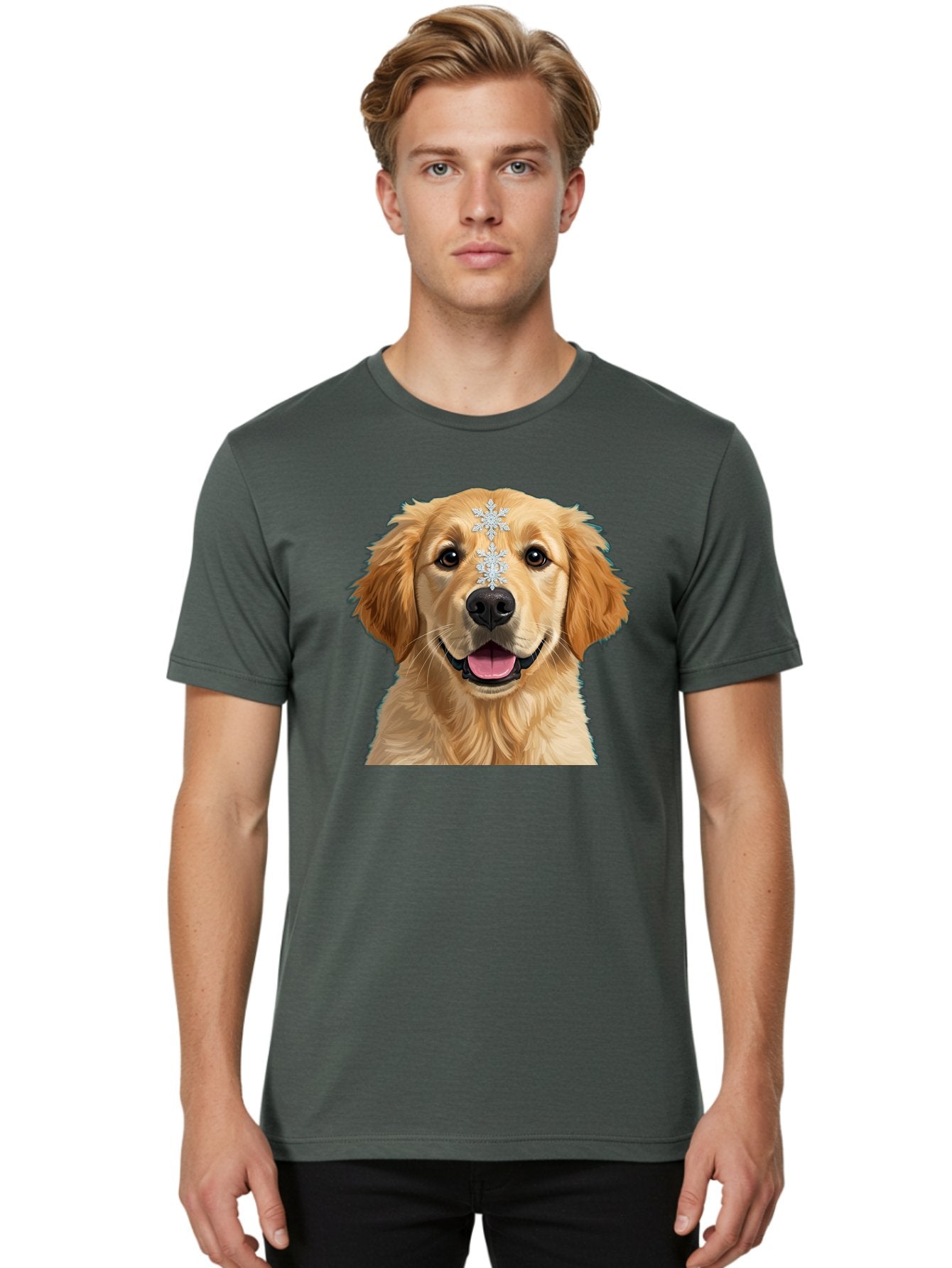 Golden-Retriever-Snowflake Men'S Graphic Tee, 100% Cotton, Comfortable Casual Summer Wear, Machine Washable, Vintage Camera, Old Camera, Antique Camera, Black Camera, Classic Photography, Photography Equipment, Nostalgic Device, Film Camera, Bak708 17