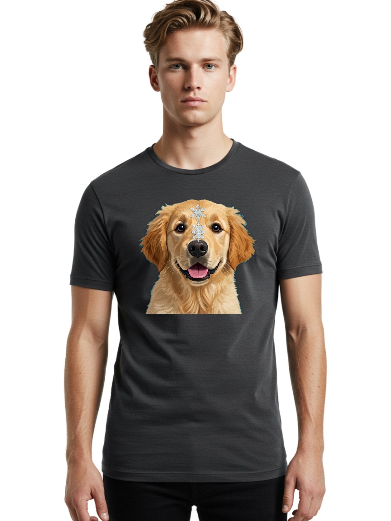 Golden-Retriever-Snowflake Men'S Graphic Tee, 100% Cotton, Comfortable Casual Summer Wear, Machine Washable, Vintage Camera, Old Camera, Antique Camera, Black Camera, Classic Photography, Photography Equipment, Nostalgic Device, Film Camera, Bak708 18