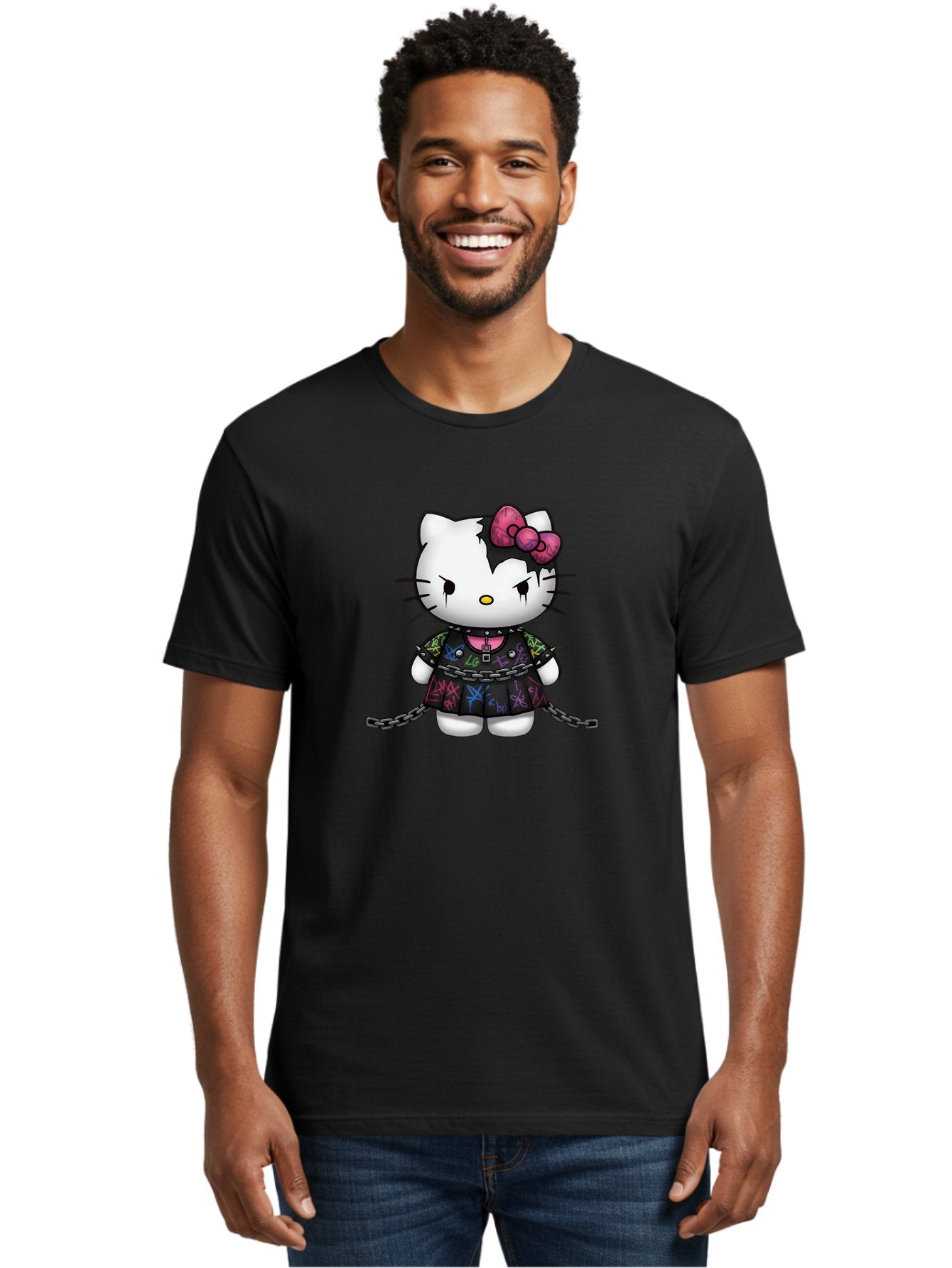 Hello-Kitty-Graffiti Men'S Graphic Tee, 100% Cotton, Comfortable Casual Summer Wear, Machine Washable, Vintage Camera, Old Camera, Antique Camera, Black Camera, Classic Photography, Photography Equipment, Nostalgic Device, Film Camera, Bak725 27
