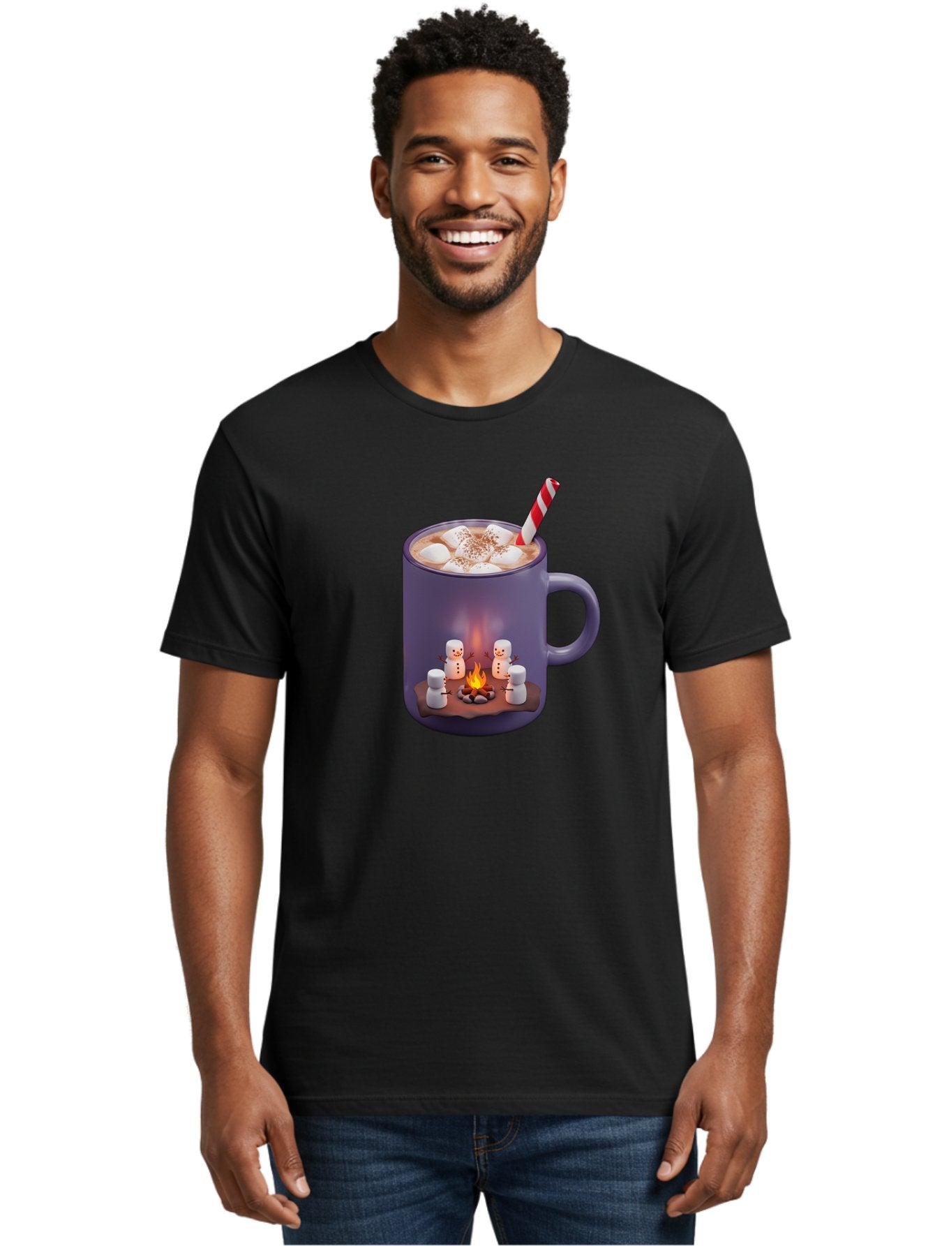 Hot-Chocolate-Mug Men'S Graphic Tee, 100% Cotton, Comfortable Casual Summer Wear, Machine Washable, Vintage Camera, Old Camera, Antique Camera, Black Camera, Classic Photography, Photography Equipment, Nostalgic Device, Film Camera, Camera Art Bak731 21