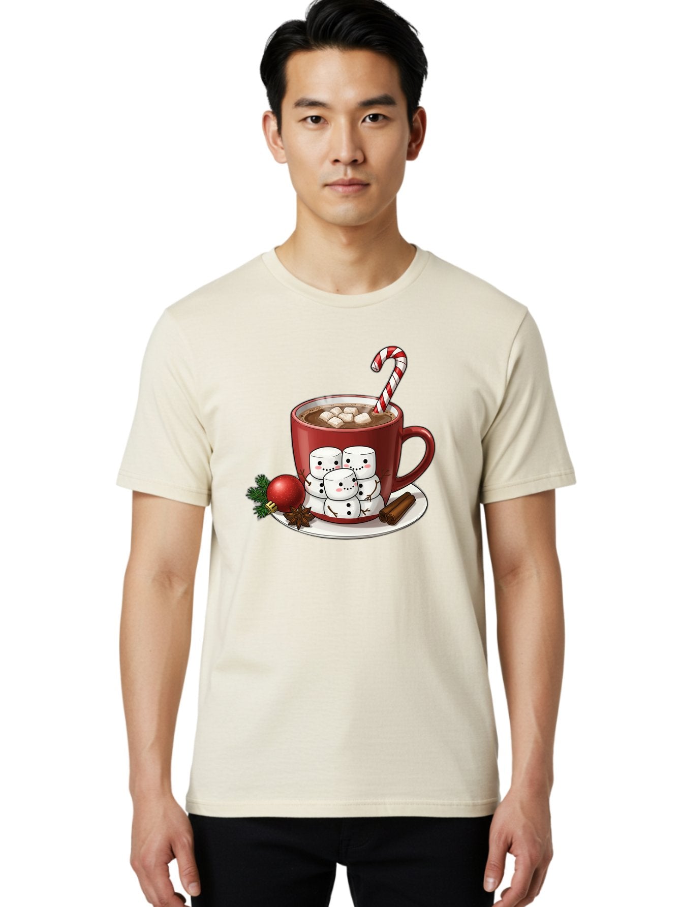 Hot-Chocolate-Snowman-Mug Men'S Graphic Tee, 100% Cotton, Comfortable Casual Summer Wear, Machine Washable, Vintage Camera, Old Camera, Antique Camera, Black Camera, Classic Photography, Photography Equipment, Nostalgic Device, Film Camera, Bak732 21