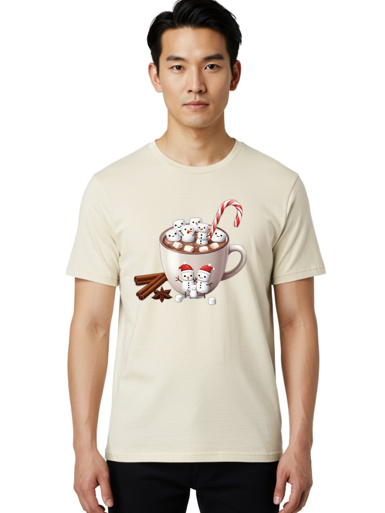 Hot-Chocolate-Snowmen-1 Men'S Graphic Tee, 100% Cotton, Comfortable Casual Summer Wear, Machine Washable, Vintage Camera, Old Camera, Antique Camera, Black Camera, Classic Photography, Photography Equipment, Nostalgic Device, Film Camera, Bak733 19