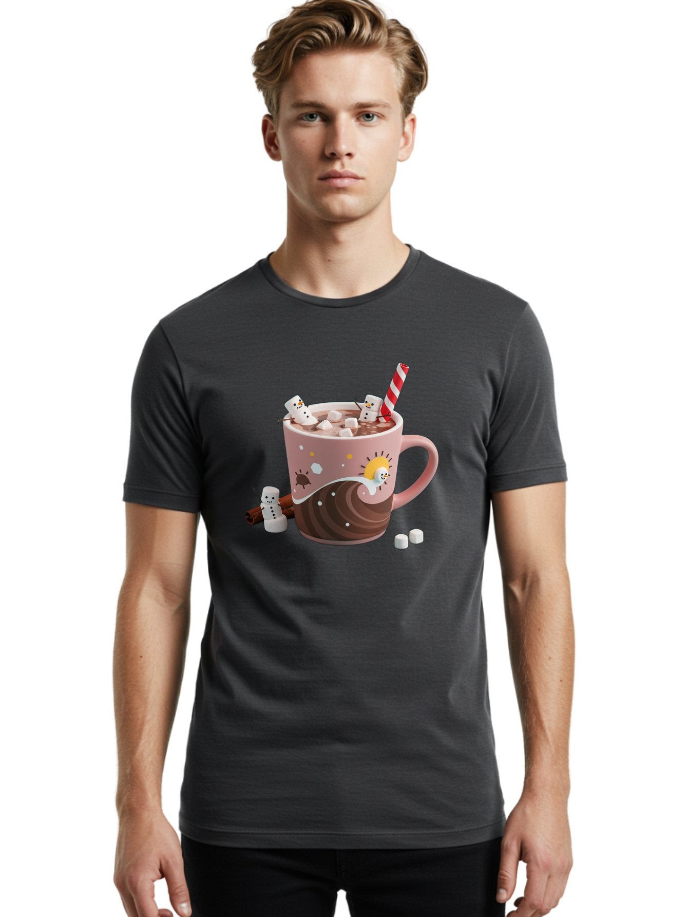 Hot-Chocolate-Snowmen Men'S Graphic Tee, 100% Cotton, Comfortable Casual Summer Wear, Machine Washable, Vintage Camera, Old Camera, Antique Camera, Black Camera, Classic Photography, Photography Equipment, Nostalgic Device, Film Camera, Bak734 16
