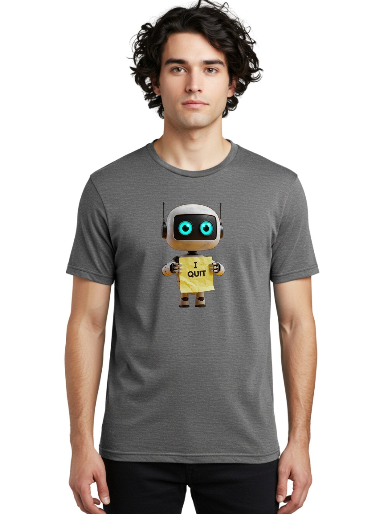 I-Quit-Robot-2 Men'S Graphic Tee, 100% Cotton, Comfortable Casual Summer Wear, Machine Washable, Vintage Camera, Old Camera, Antique Camera, Black Camera, Classic Photography, Photography Equipment, Nostalgic Device, Film Camera, Camera Art Bak744 20