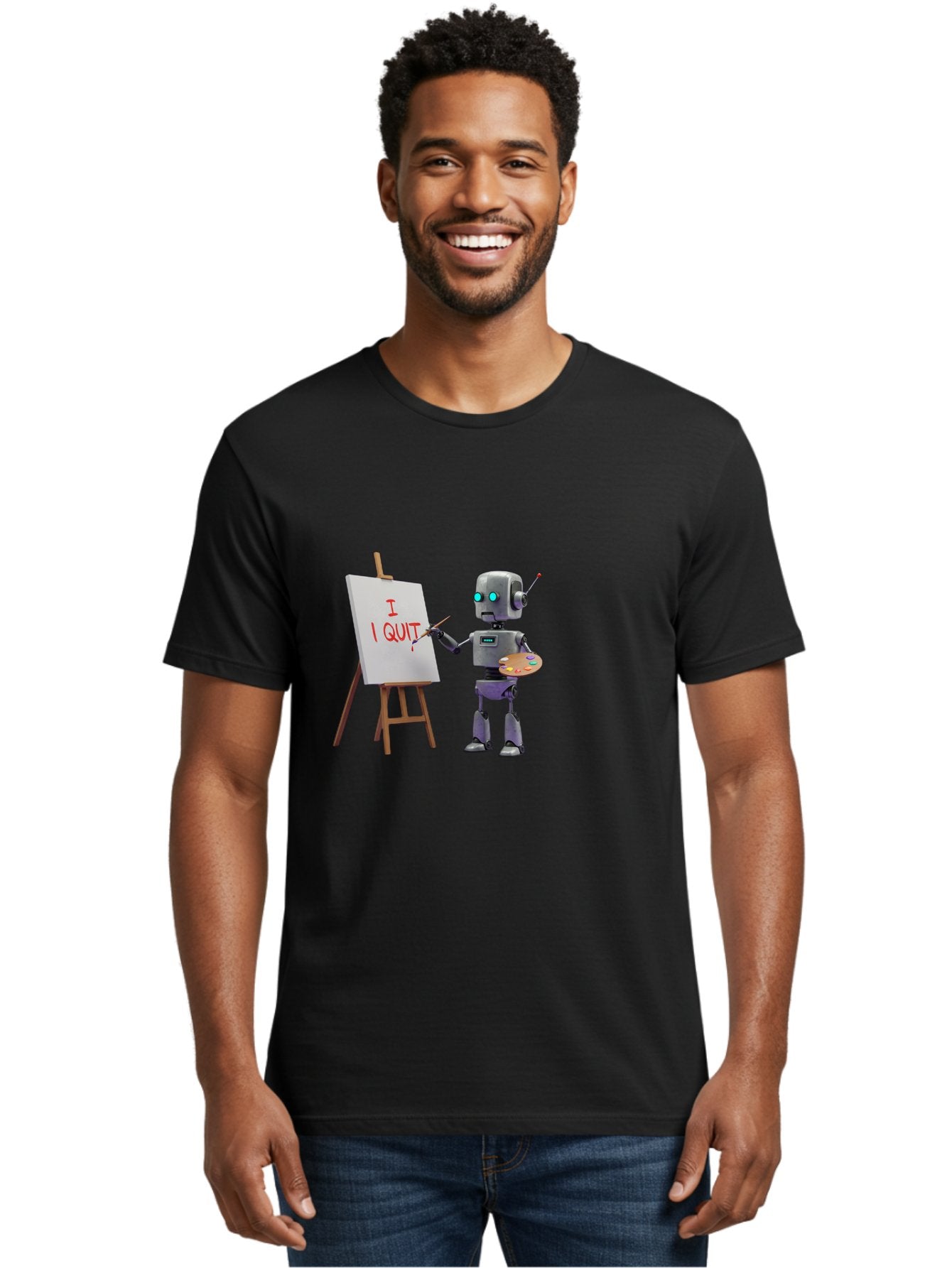 I-Quit-Robot-Painter Men'S Graphic Tee, 100% Cotton, Comfortable Casual Summer Wear, Machine Washable, Vintage Camera, Old Camera, Antique Camera, Black Camera, Classic Photography, Photography Equipment, Nostalgic Device, Film Camera, Bak748 29