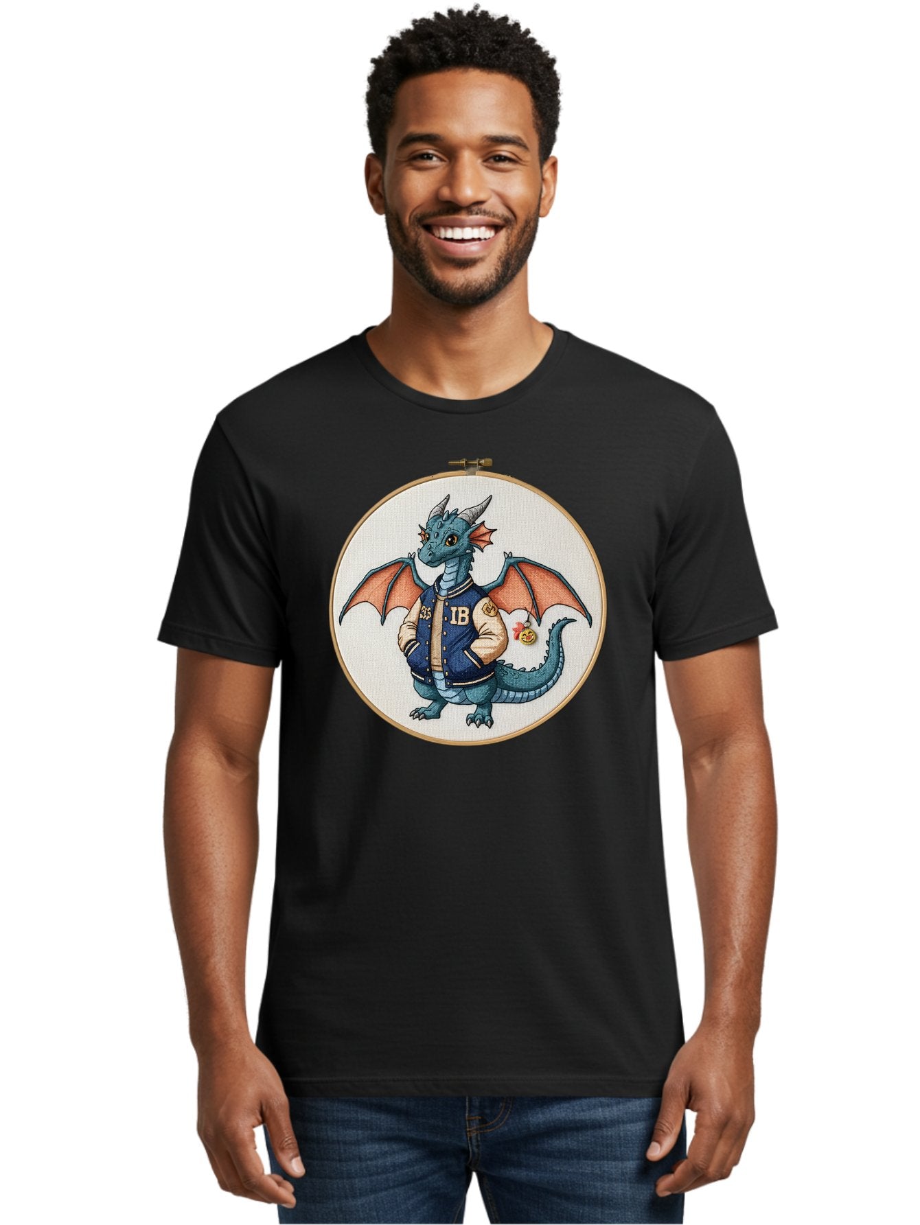 Ib-Dragon-Varsity-Jacket Men'S Graphic Tee, 100% Cotton, Comfortable Casual Summer Wear, Machine Washable, Vintage Camera, Old Camera, Antique Camera, Black Camera, Classic Photography, Photography Equipment, Nostalgic Device, Film Camera, Bak752 21