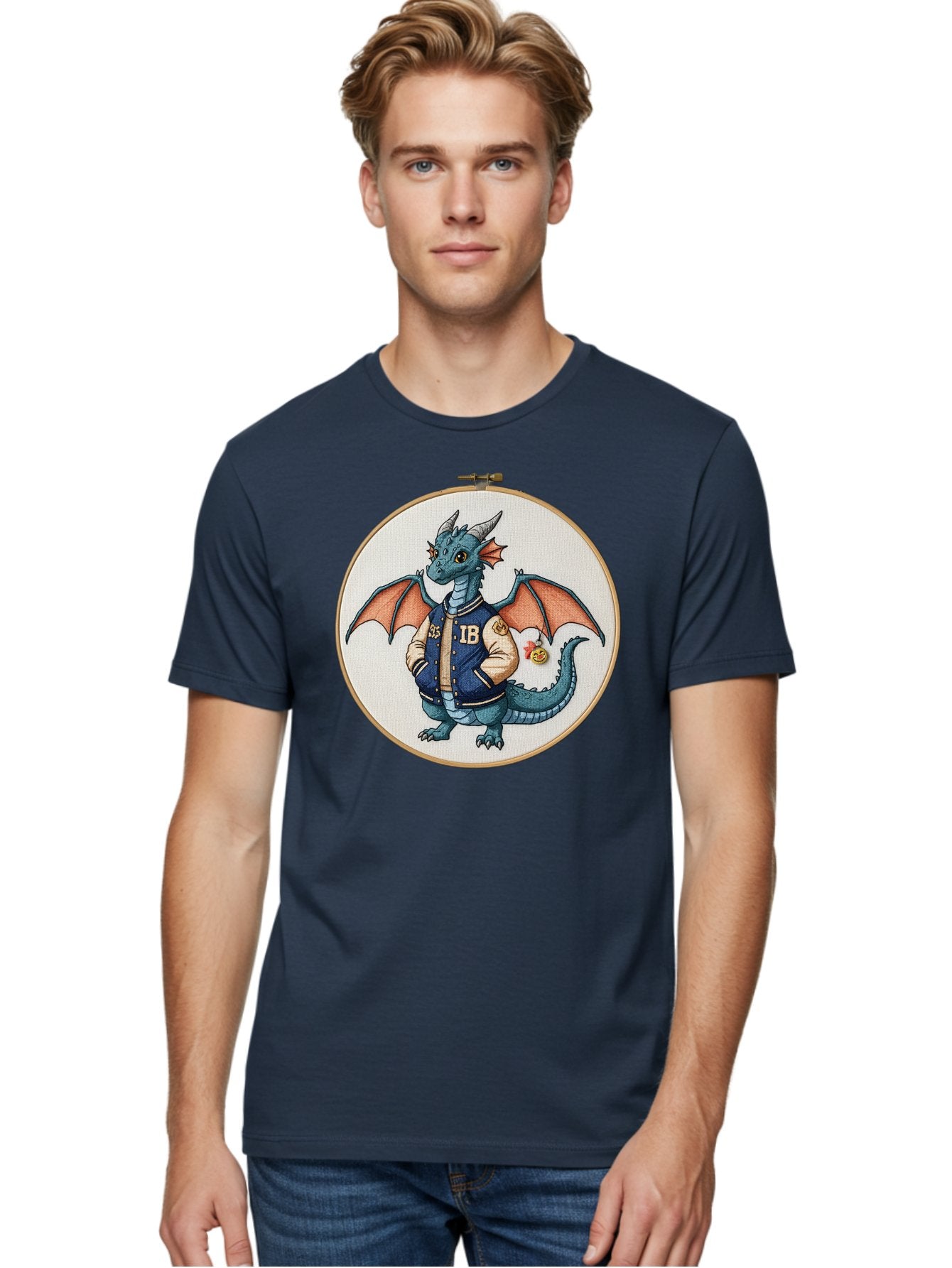 Ib-Dragon-Varsity-Jacket Men'S Graphic Tee, 100% Cotton, Comfortable Casual Summer Wear, Machine Washable, Vintage Camera, Old Camera, Antique Camera, Black Camera, Classic Photography, Photography Equipment, Nostalgic Device, Film Camera, Bak752 26