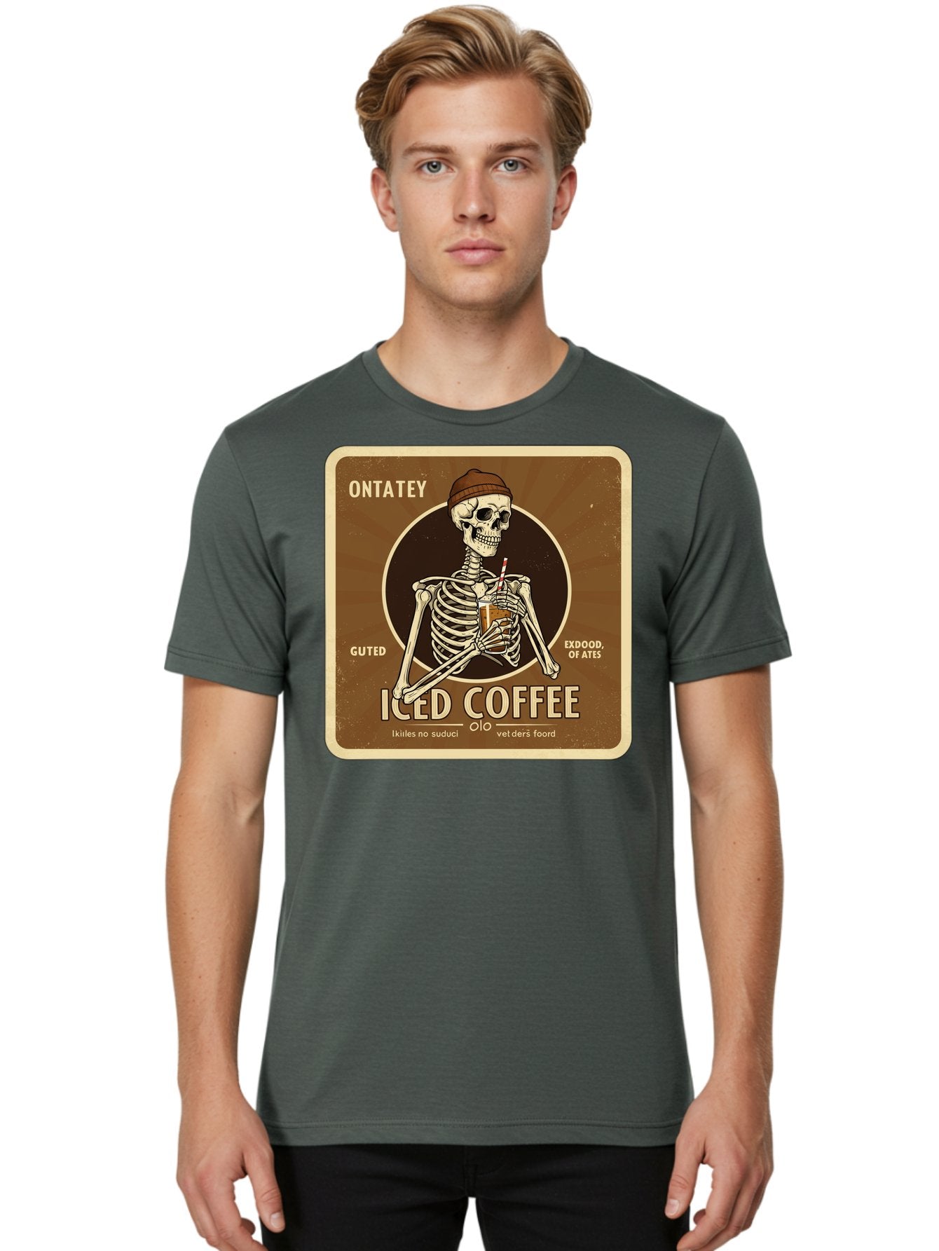 Iced-Coffee Men'S Graphic Tee, 100% Cotton, Comfortable Casual Summer Wear, Machine Washable, Vintage Camera, Old Camera, Antique Camera, Black Camera, Classic Photography, Photography Equipment, Nostalgic Device, Film Camera, Camera Art Bak770 24