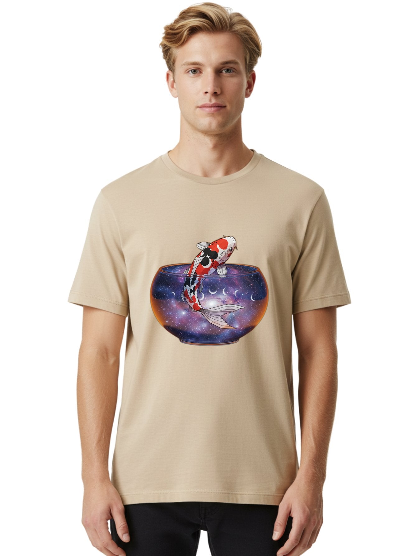 Koi-Fish-In-Galaxy-Bowl-1 Men'S Graphic Tee, 100% Cotton, Comfortable Casual Summer Wear, Machine Washable, Vintage Camera, Old Camera, Antique Camera, Black Camera, Classic Photography, Photography Equipment, Nostalgic Device, Film Camera, Bak793 21