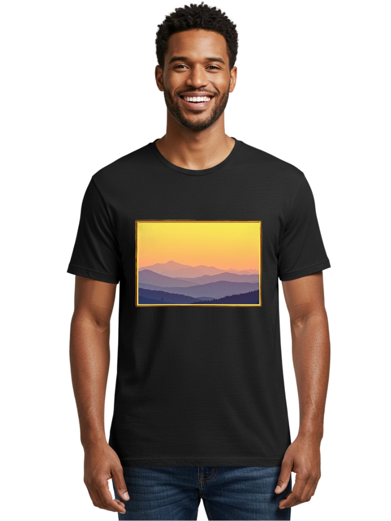 Layered-Mountains-At-Sunset Men'S Graphic Tee, 100% Cotton, Comfortable Casual Summer Wear, Machine Washable, Vintage Camera, Old Camera, Antique Camera, Black Camera, Classic Photography, Photography Equipment, Nostalgic Device, Film Camera, Bak802 18