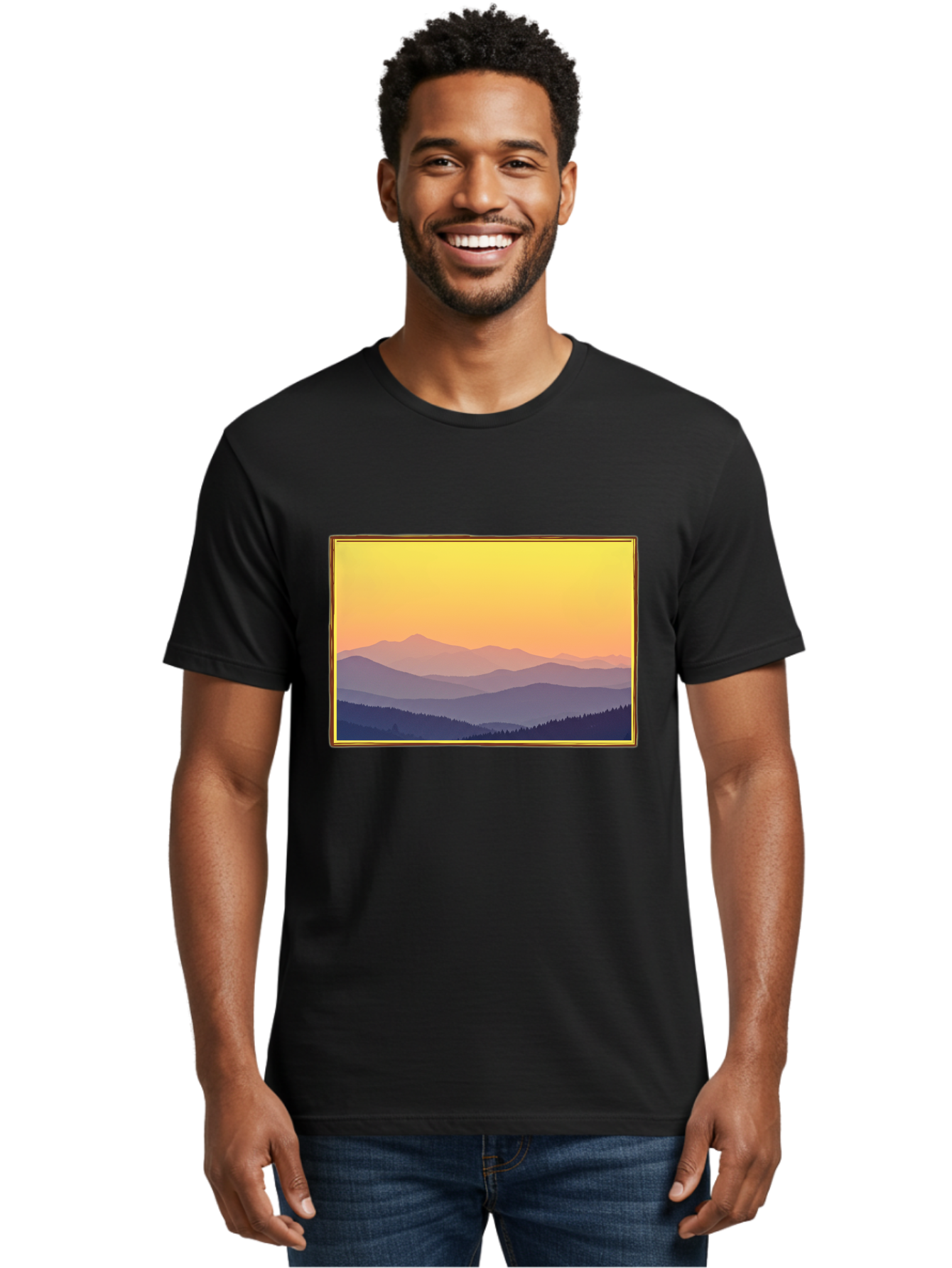 Layered-Mountains-At-Sunset Men'S Graphic Tee, 100% Cotton, Comfortable Casual Summer Wear, Machine Washable, Vintage Camera, Old Camera, Antique Camera, Black Camera, Classic Photography, Photography Equipment, Nostalgic Device, Film Camera, Bak802 27