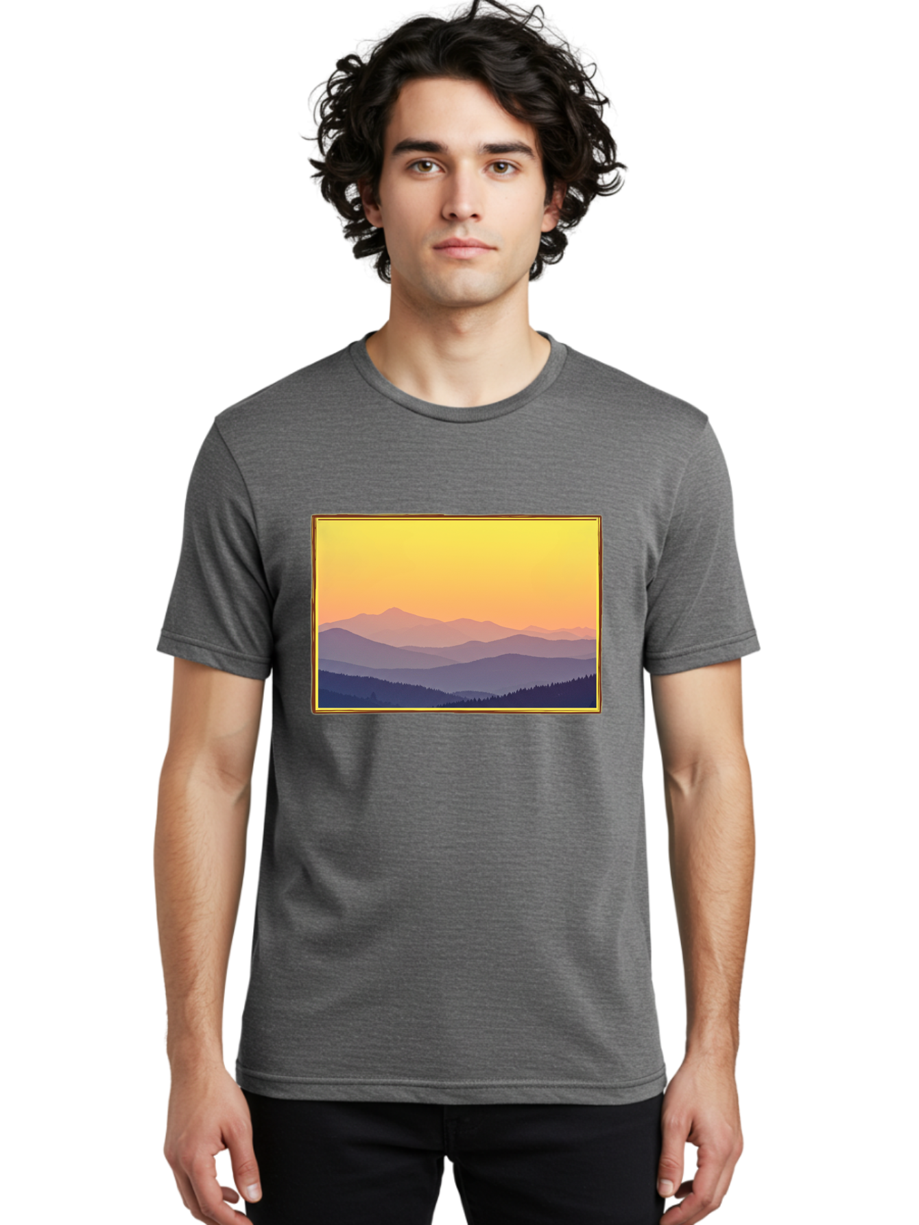 Layered-Mountains-At-Sunset Men'S Graphic Tee, 100% Cotton, Comfortable Casual Summer Wear, Machine Washable, Vintage Camera, Old Camera, Antique Camera, Black Camera, Classic Photography, Photography Equipment, Nostalgic Device, Film Camera, Bak802 24