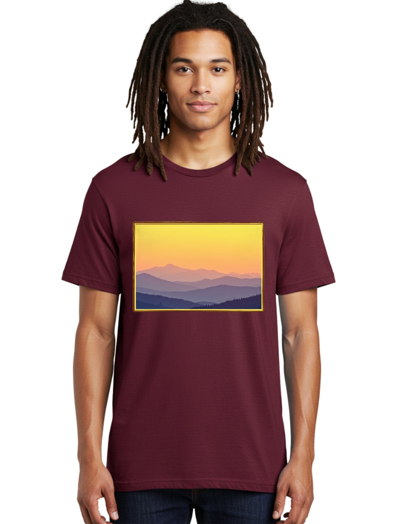 Layered-Mountains-At-Sunset Men'S Graphic Tee, 100% Cotton, Comfortable Casual Summer Wear, Machine Washable, Vintage Camera, Old Camera, Antique Camera, Black Camera, Classic Photography, Photography Equipment, Nostalgic Device, Film Camera, Bak802 23