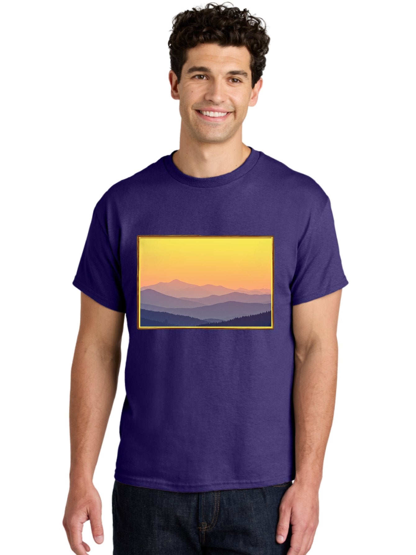 Layered-Mountains-At-Sunset Men'S Graphic Tee, 100% Cotton, Comfortable Casual Summer Wear, Machine Washable, Vintage Camera, Old Camera, Antique Camera, Black Camera, Classic Photography, Photography Equipment, Nostalgic Device, Film Camera, Bak802 20