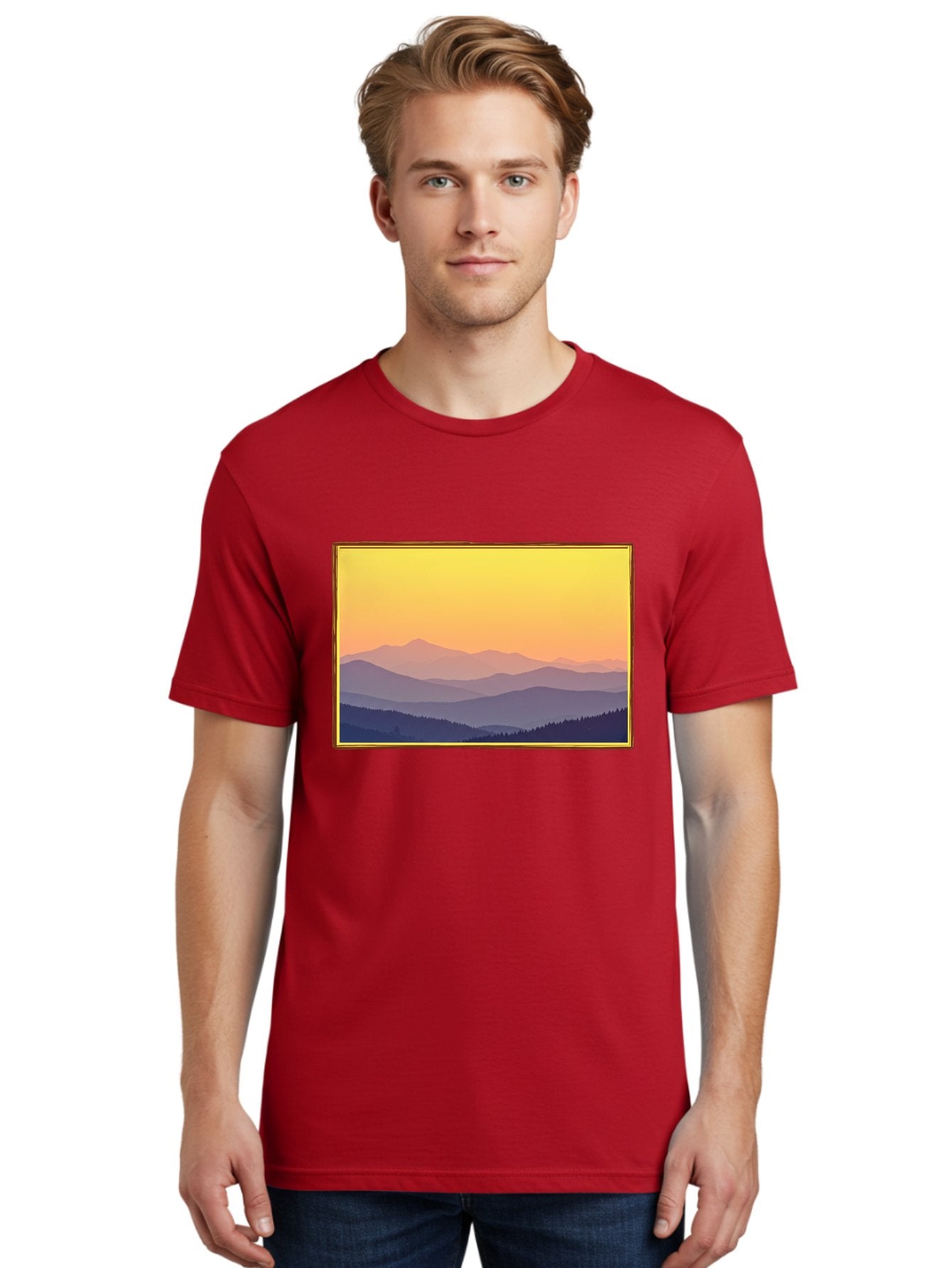 Layered-Mountains-At-Sunset Men'S Graphic Tee, 100% Cotton, Comfortable Casual Summer Wear, Machine Washable, Vintage Camera, Old Camera, Antique Camera, Black Camera, Classic Photography, Photography Equipment, Nostalgic Device, Film Camera, Bak802 19