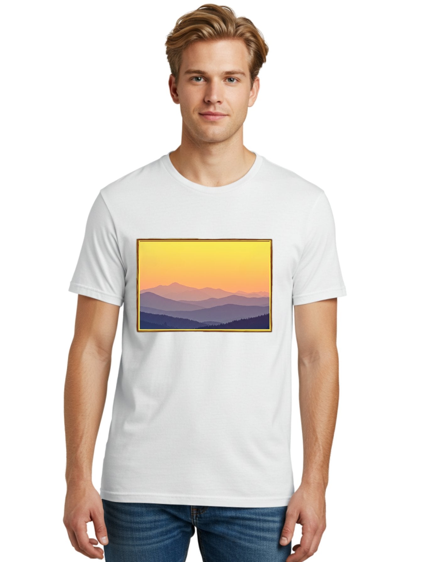 Layered-Mountains-At-Sunset Men'S Graphic Tee, 100% Cotton, Comfortable Casual Summer Wear, Machine Washable, Vintage Camera, Old Camera, Antique Camera, Black Camera, Classic Photography, Photography Equipment, Nostalgic Device, Film Camera, Bak802 16