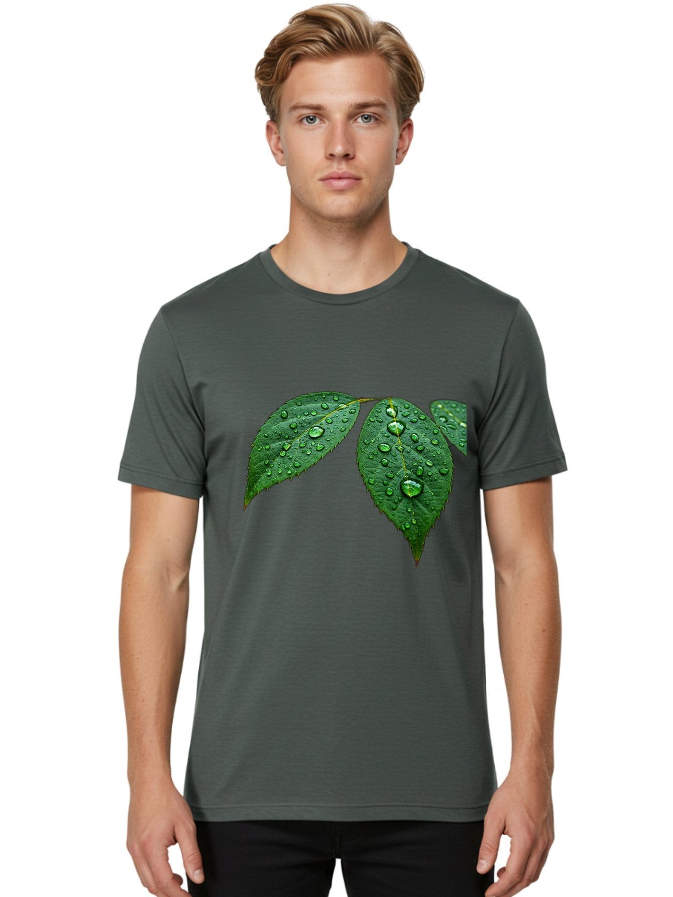 Leaves-With-Water-Droplets Men'S Graphic Tee, 100% Cotton, Comfortable Casual Summer Wear, Machine Washable, Vintage Camera, Old Camera, Antique Camera, Black Camera, Classic Photography, Photography Equipment, Nostalgic Device, Film Camera, Bak803 17
