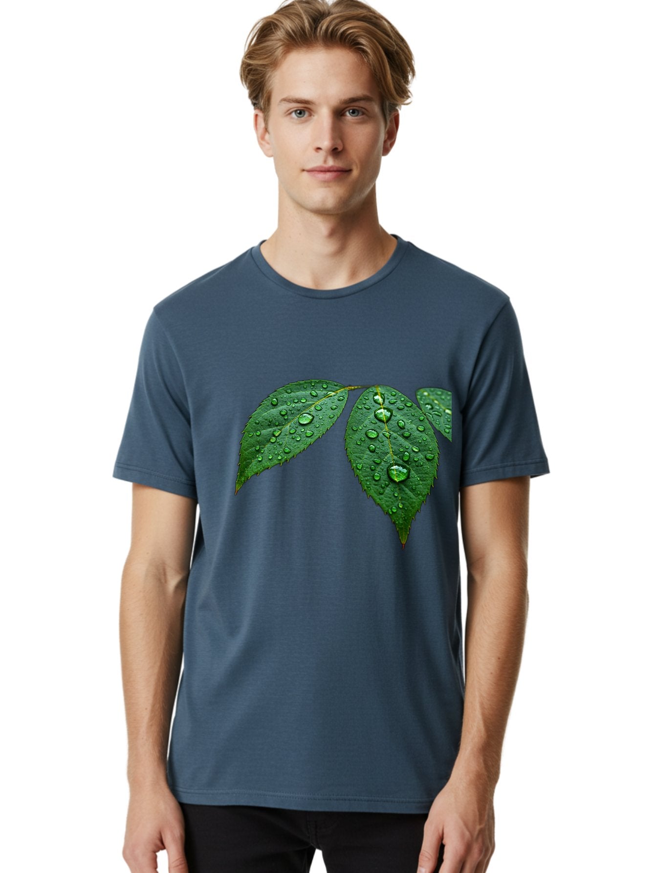 Leaves-With-Water-Droplets Men'S Graphic Tee, 100% Cotton, Comfortable Casual Summer Wear, Machine Washable, Vintage Camera, Old Camera, Antique Camera, Black Camera, Classic Photography, Photography Equipment, Nostalgic Device, Film Camera, Bak803 18