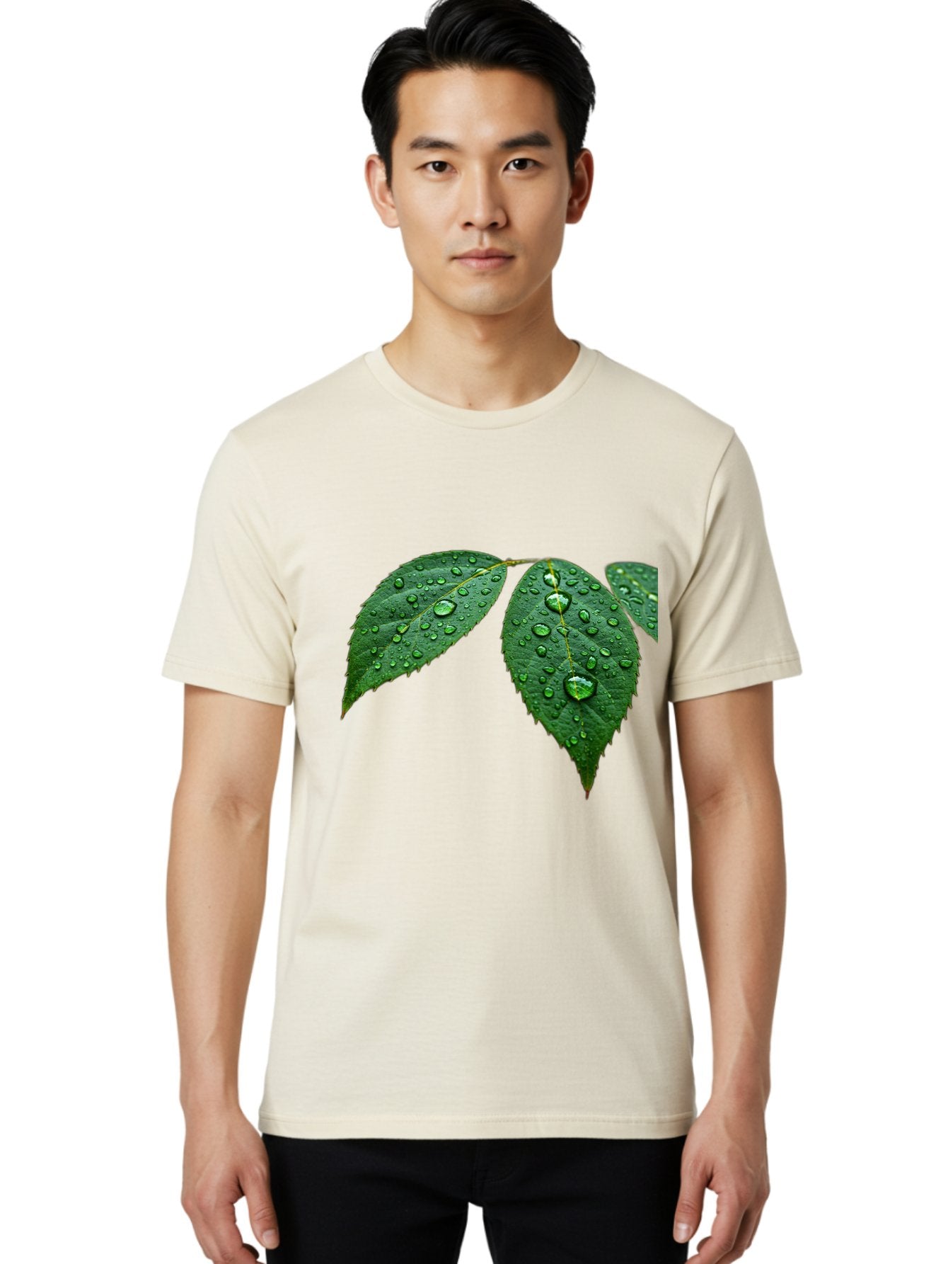 Leaves-With-Water-Droplets Men'S Graphic Tee, 100% Cotton, Comfortable Casual Summer Wear, Machine Washable, Vintage Camera, Old Camera, Antique Camera, Black Camera, Classic Photography, Photography Equipment, Nostalgic Device, Film Camera, Bak803 25