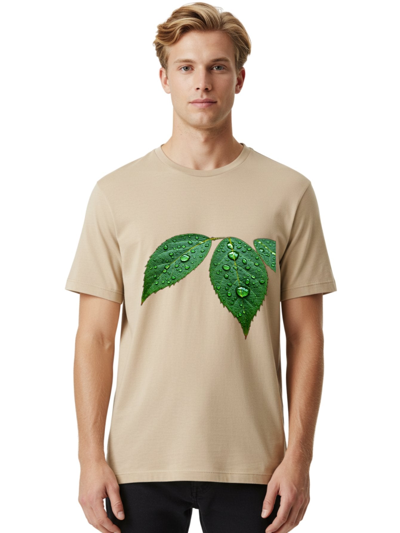 Leaves-With-Water-Droplets Men'S Graphic Tee, 100% Cotton, Comfortable Casual Summer Wear, Machine Washable, Vintage Camera, Old Camera, Antique Camera, Black Camera, Classic Photography, Photography Equipment, Nostalgic Device, Film Camera, Bak803 16