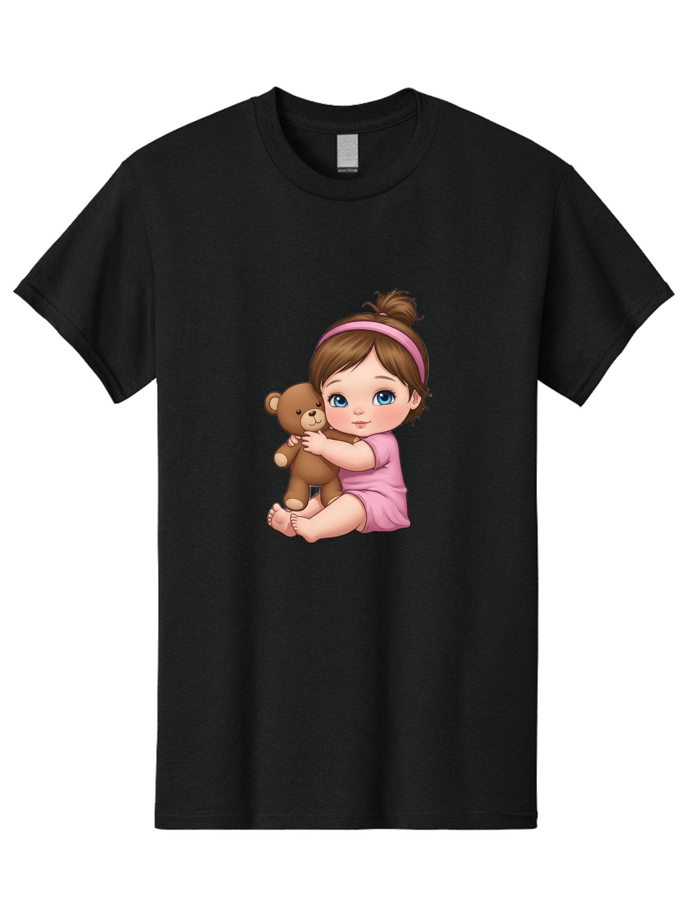 Little-Girl-Hugging-Teddy-Bear-1 Men'S Graphic Tee, 100% Cotton, Comfortable Casual Summer Wear, Machine Washable, Vintage Camera, Old Camera, Antique Camera, Black Camera, Classic Photography, Photography Equipment, Nostalgic Device, Bak819 10