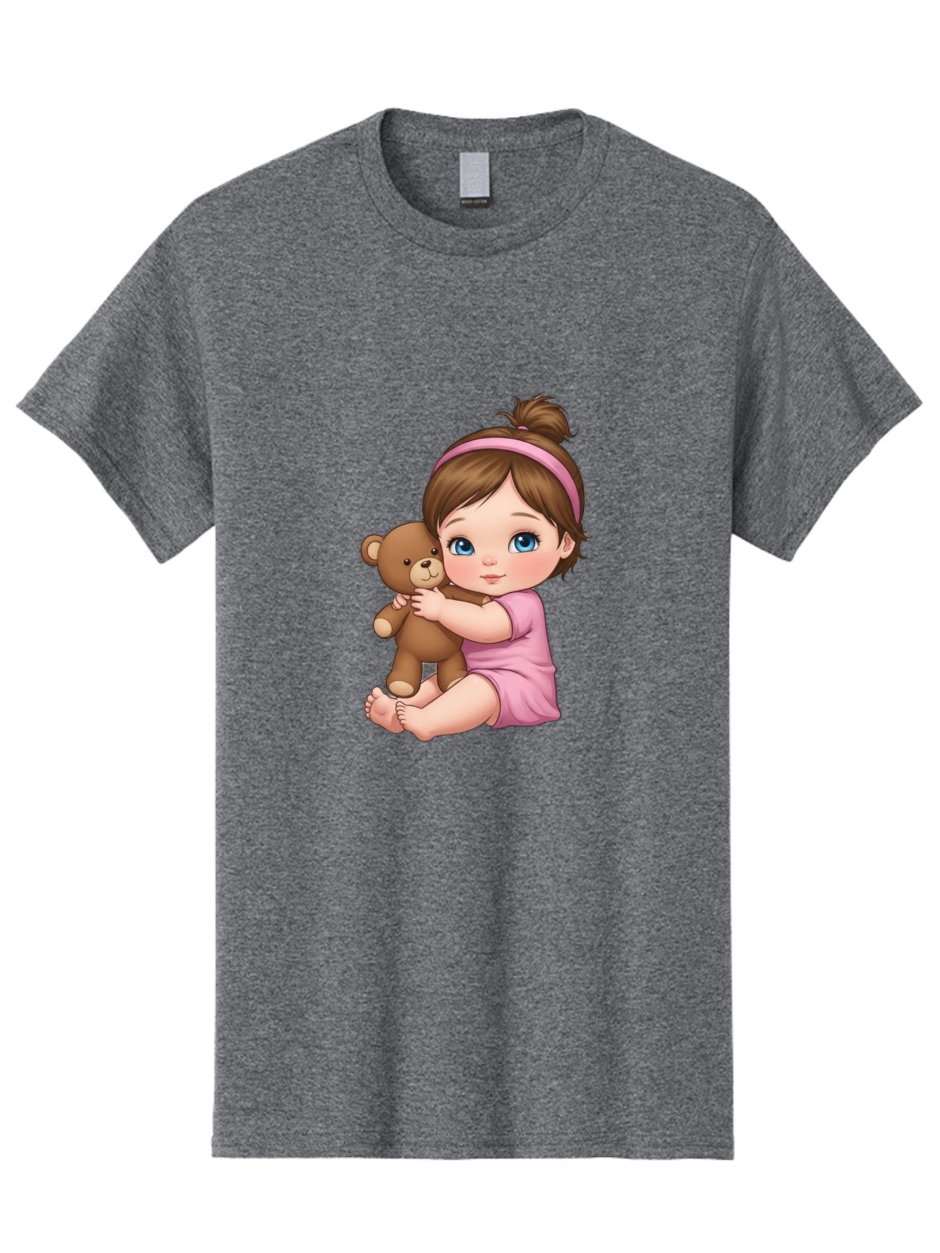 Little-Girl-Hugging-Teddy-Bear-1 Men'S Graphic Tee, 100% Cotton, Comfortable Casual Summer Wear, Machine Washable, Vintage Camera, Old Camera, Antique Camera, Black Camera, Classic Photography, Photography Equipment, Nostalgic Device, Bak819 3