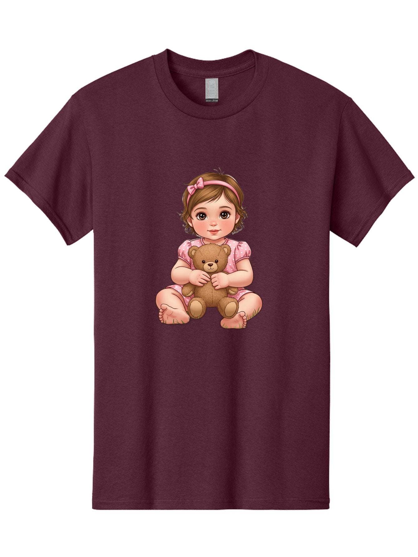 Little-Girl-Hugging-Teddy-Bear-2 Men'S Graphic Tee, 100% Cotton, Comfortable Casual Summer Wear, Machine Washable, Vintage Camera, Old Camera, Antique Camera, Black Camera, Classic Photography, Photography Equipment, Nostalgic Device, Bak820 3