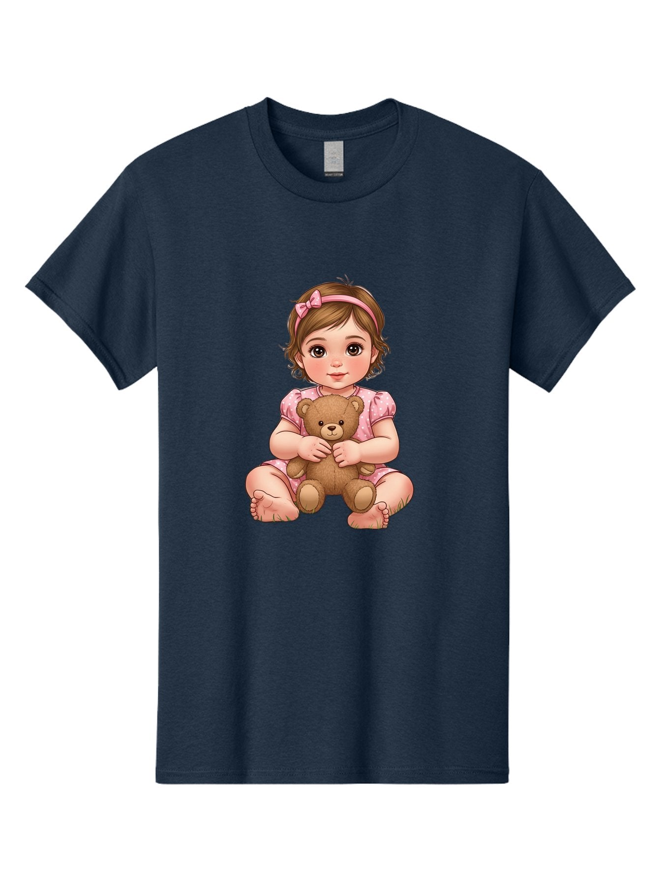 Little-Girl-Hugging-Teddy-Bear-2 Men'S Graphic Tee, 100% Cotton, Comfortable Casual Summer Wear, Machine Washable, Vintage Camera, Old Camera, Antique Camera, Black Camera, Classic Photography, Photography Equipment, Nostalgic Device, Bak820