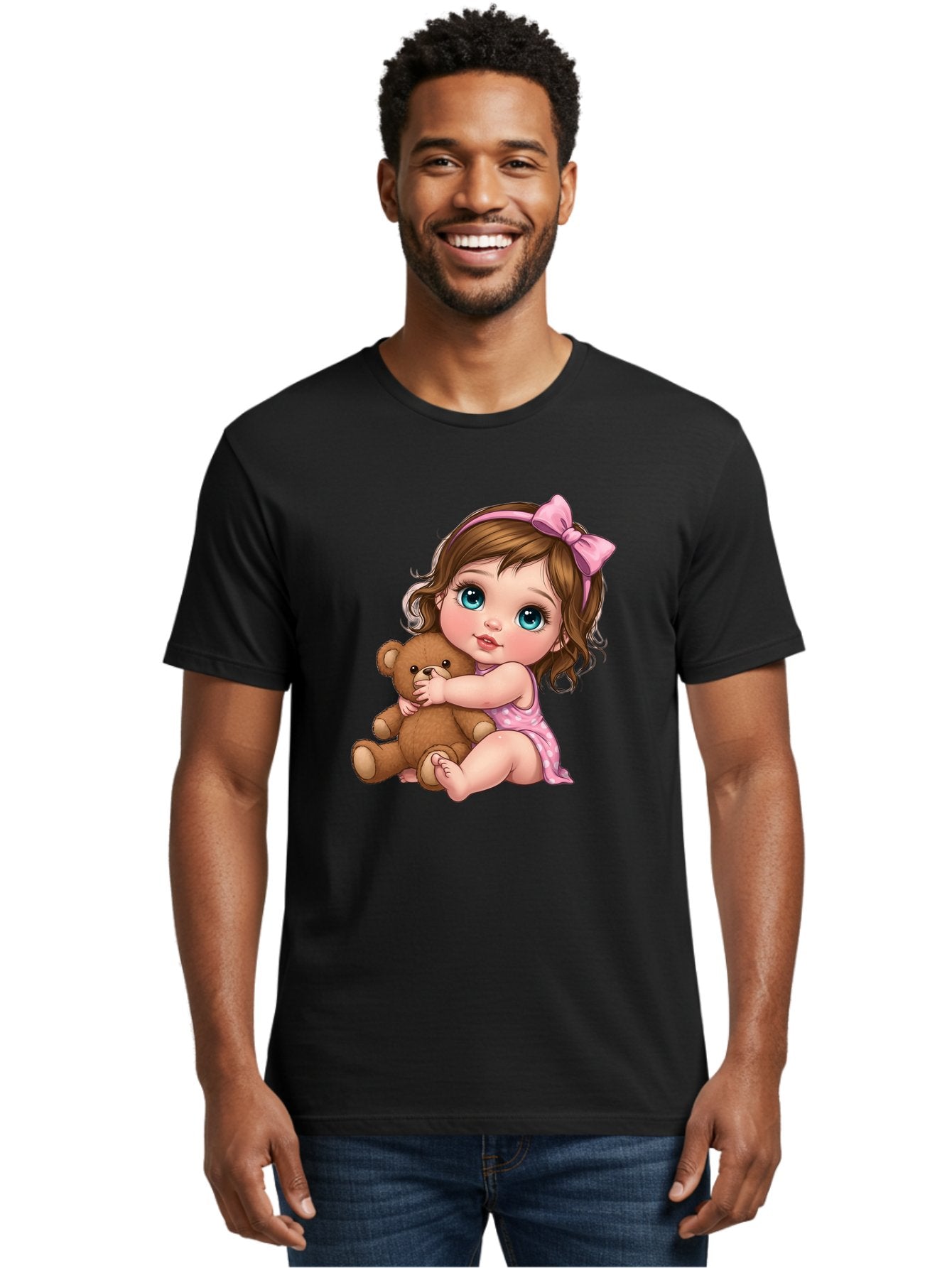 Little-Girl-Hugging-Teddy-Bear Men'S Graphic Tee, 100% Cotton, Comfortable Casual Summer Wear, Machine Washable, Vintage Camera, Old Camera, Antique Camera, Black Camera, Classic Photography, Photography Equipment, Nostalgic Device, Bak821 19