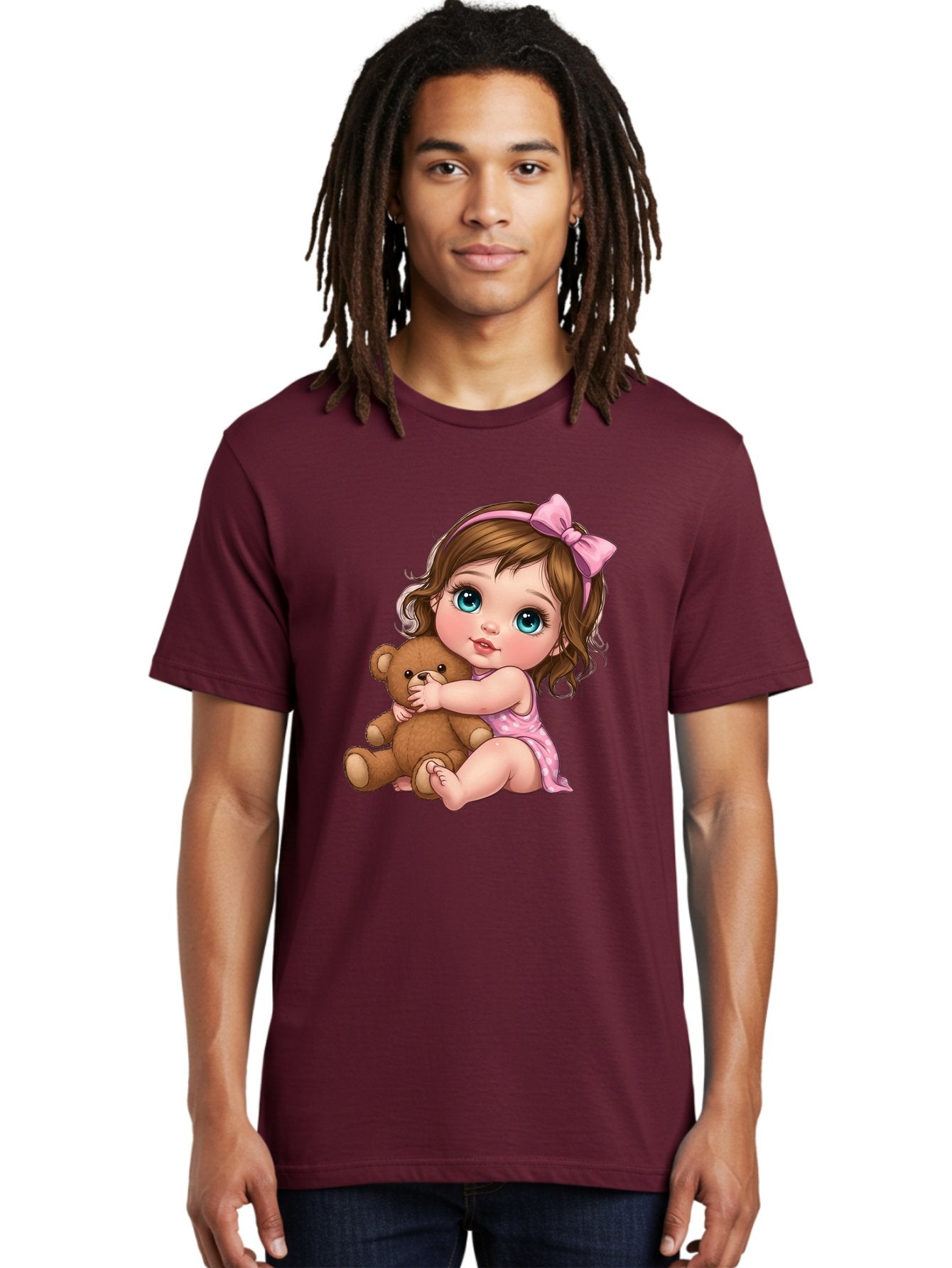 Little-Girl-Hugging-Teddy-Bear Men'S Graphic Tee, 100% Cotton, Comfortable Casual Summer Wear, Machine Washable, Vintage Camera, Old Camera, Antique Camera, Black Camera, Classic Photography, Photography Equipment, Nostalgic Device, Bak821 29